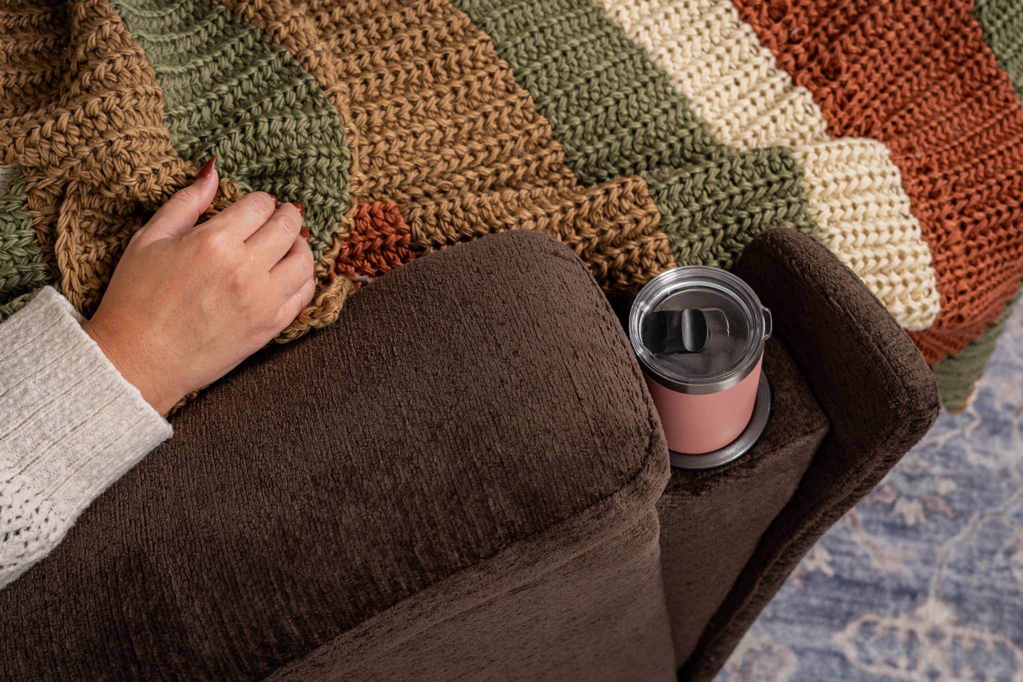 Plush Buffalo Fabric Perfect Match Gliding Recliner