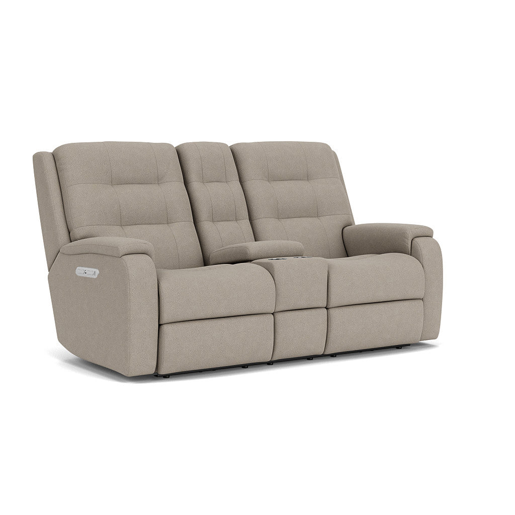 Arlo Fabric Power Reclining Loveseat with Console, Power Headrest & Lumbar