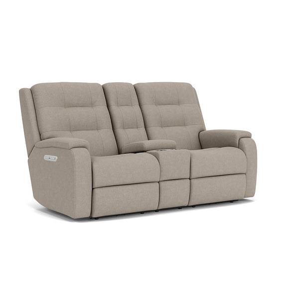 Arlo Fabric Power Reclining Loveseat with Console, Power Headrest & Lumbar