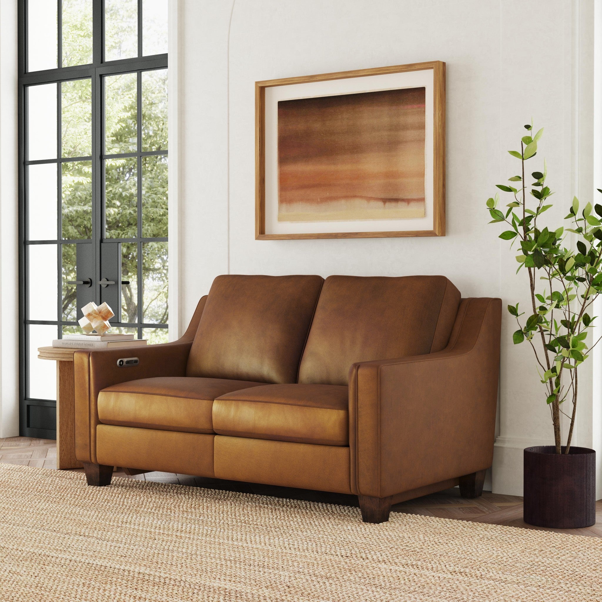 Finley Leather Power Inclining Loveseat - Living Room Furniture