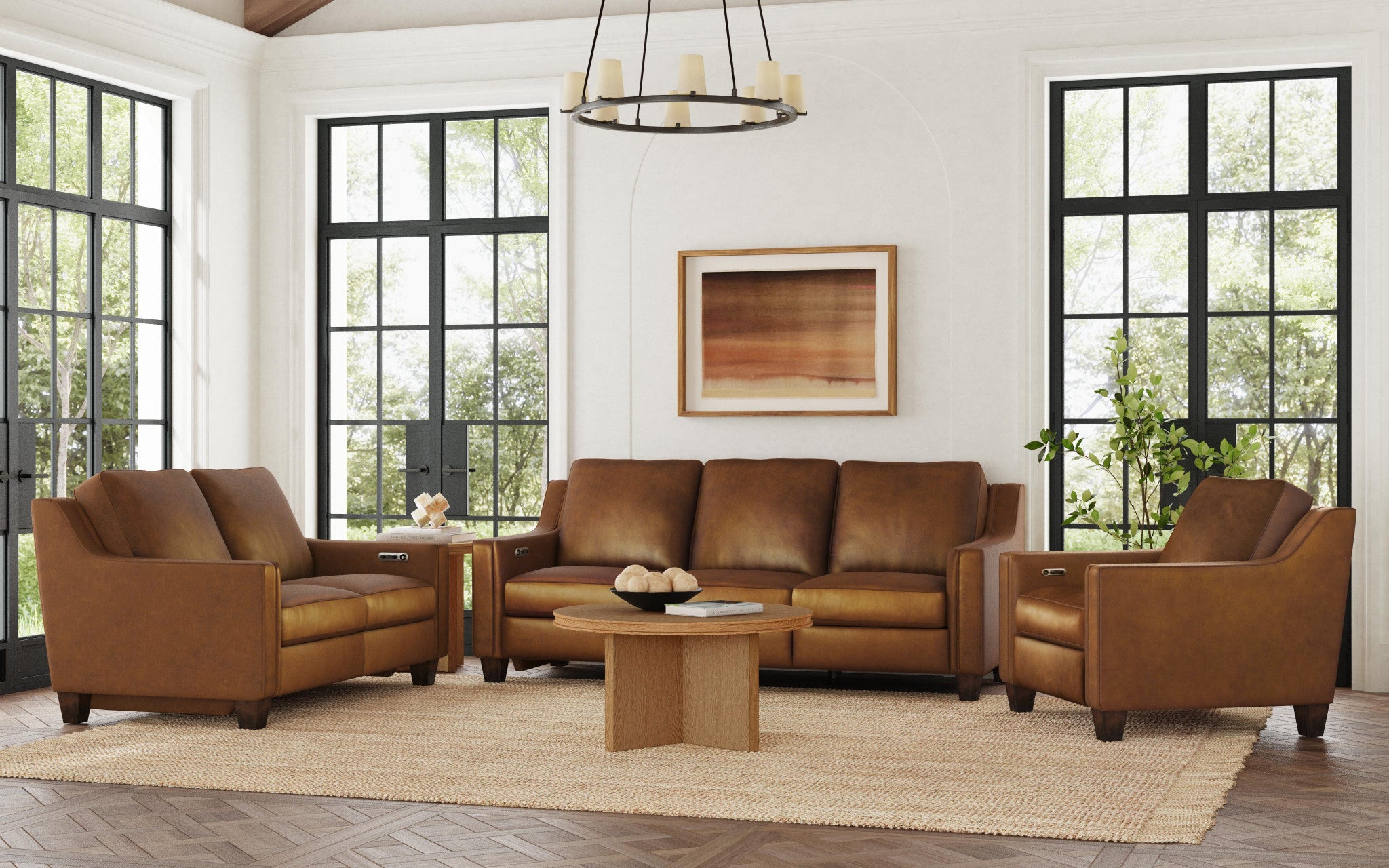 Finley Leather Power Inclining Loveseat - Living Room Furniture