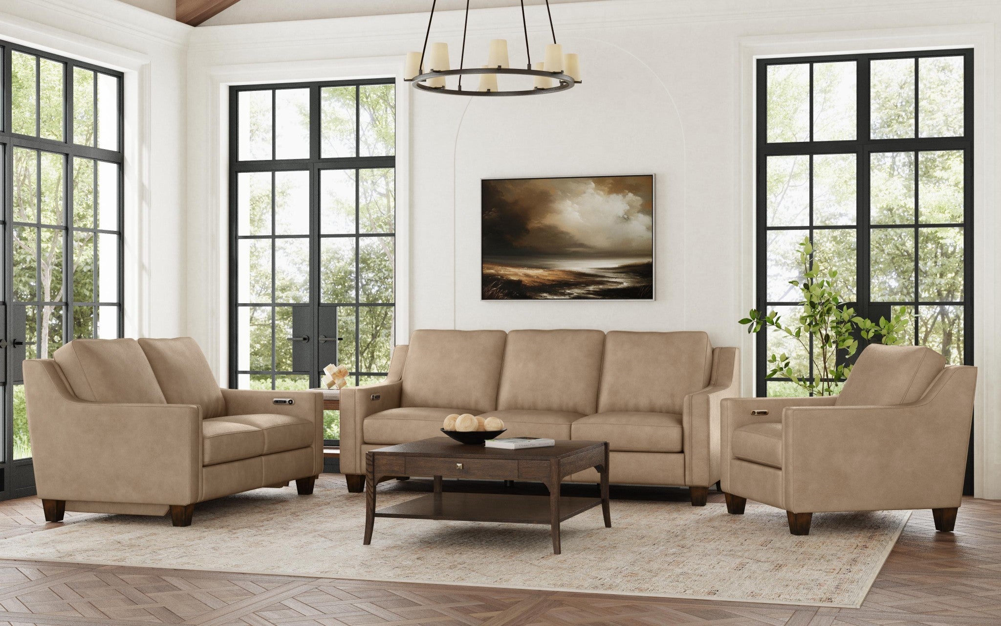 Finley Leather Power Inclining Loveseat - Living Room Furniture