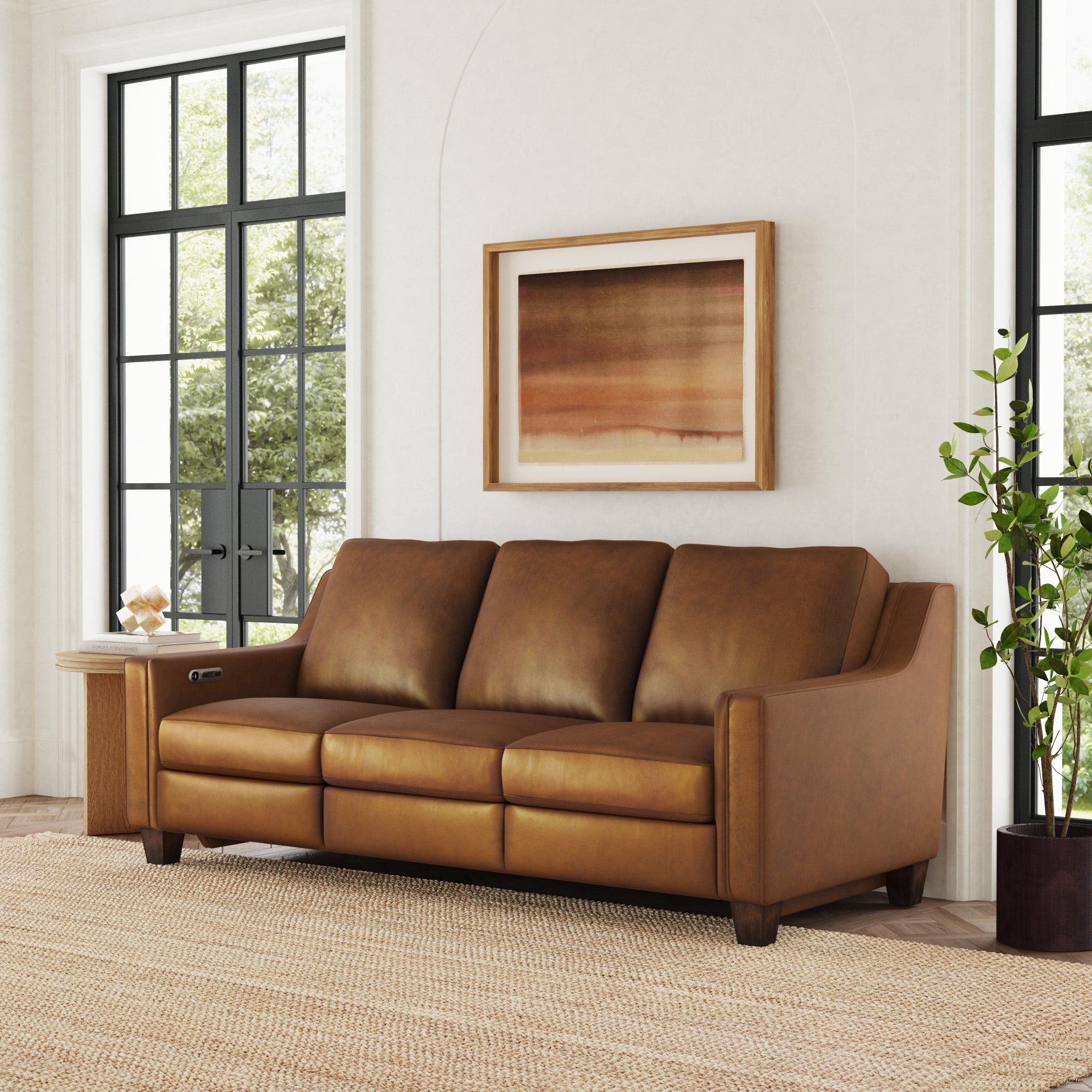 Finley Leather Power Inclining Sofa - Living Room Furniture
