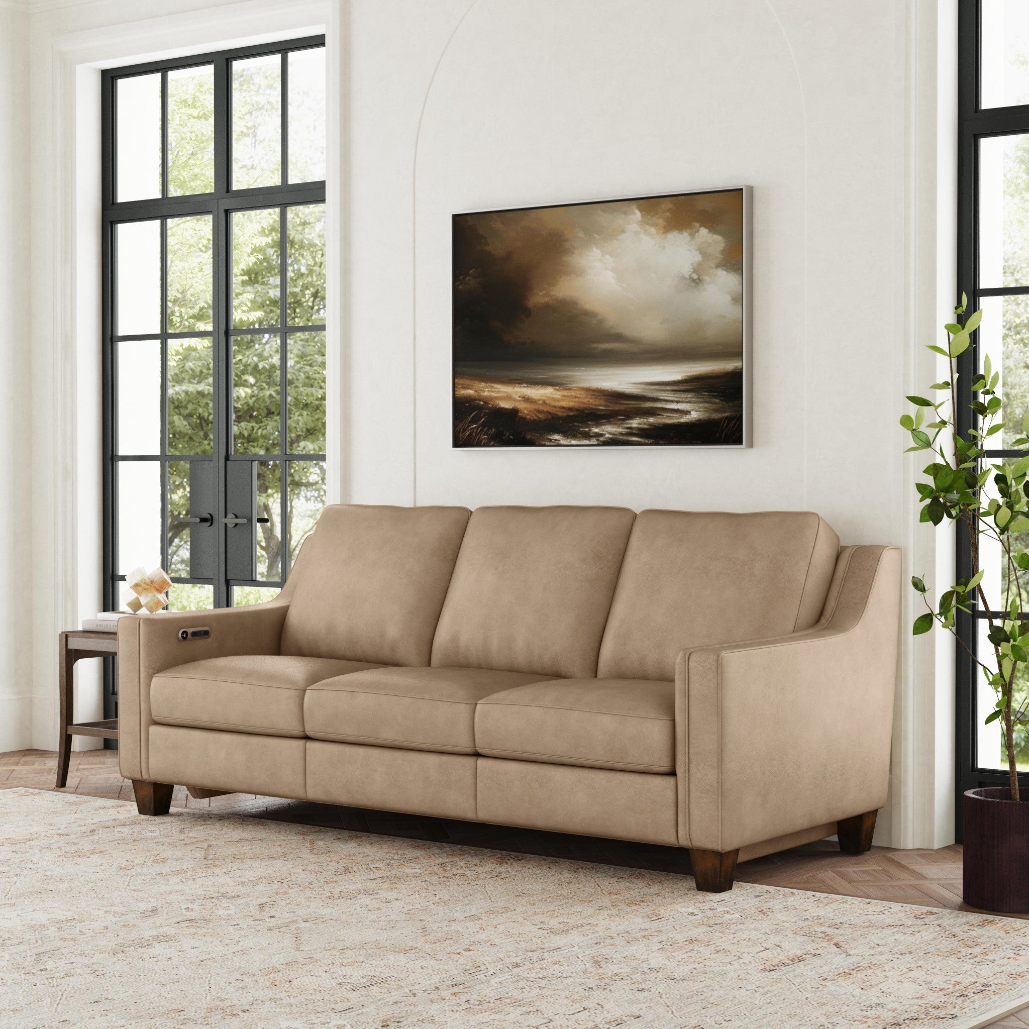 Finley Leather Power Inclining Sofa - Living Room Furniture