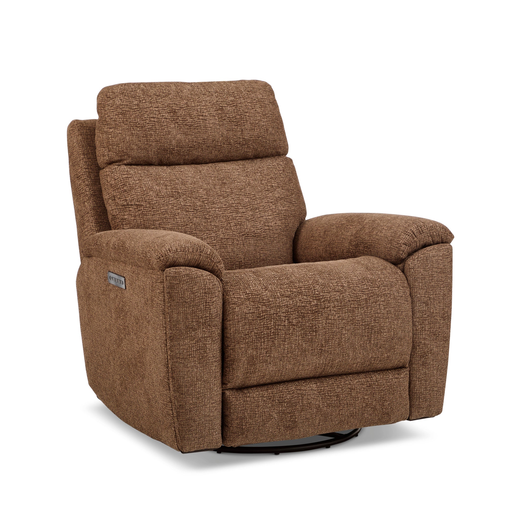 Refined Fabric Power Swivel Gliding Recliner with Power Headrest & Lumbar