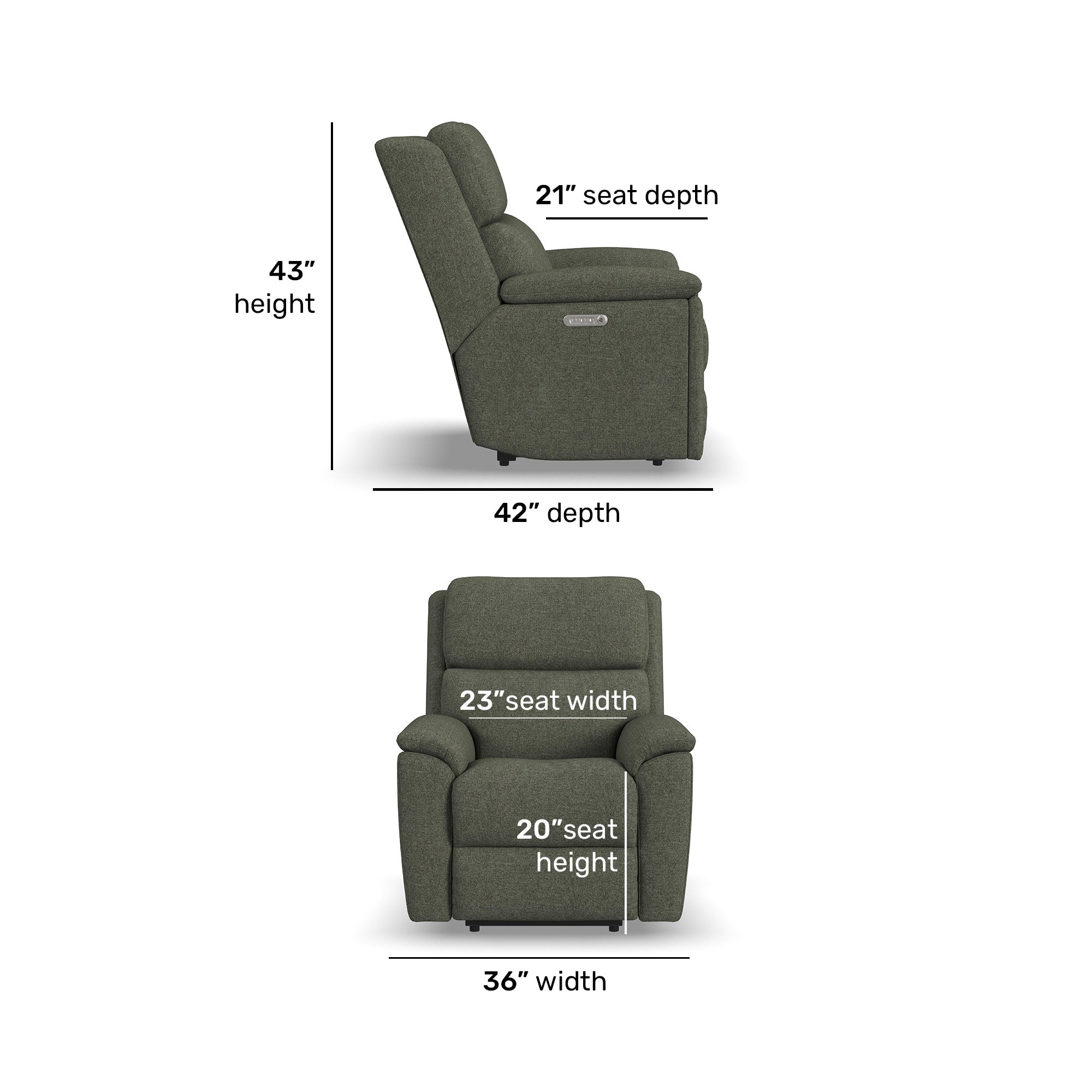 Porter Fabric Power Recliner with Power Headrest & Lumbar