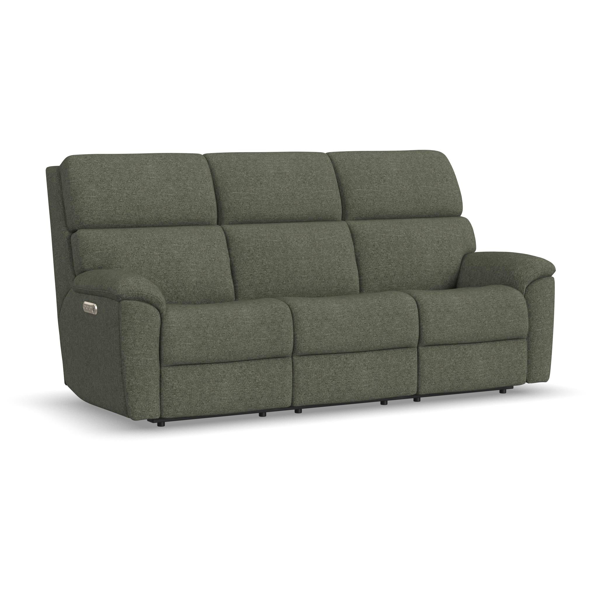 Porter Fabric & Leather Power Reclining Sofa with Console, Power Headrest, & Lumbar