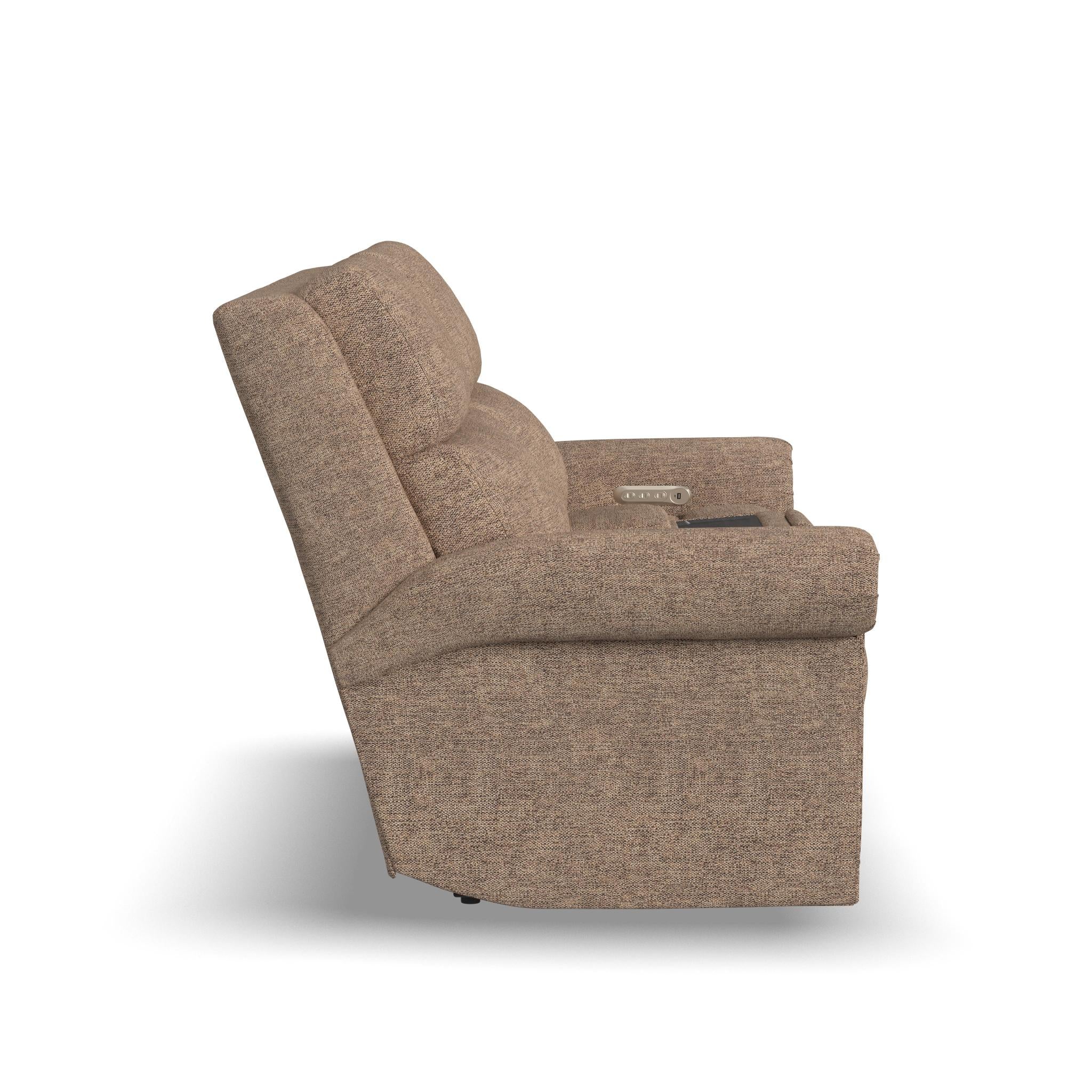 Bernard Fabric Power Reclining Loveseat with Console, Power Headrest, & Lumbar