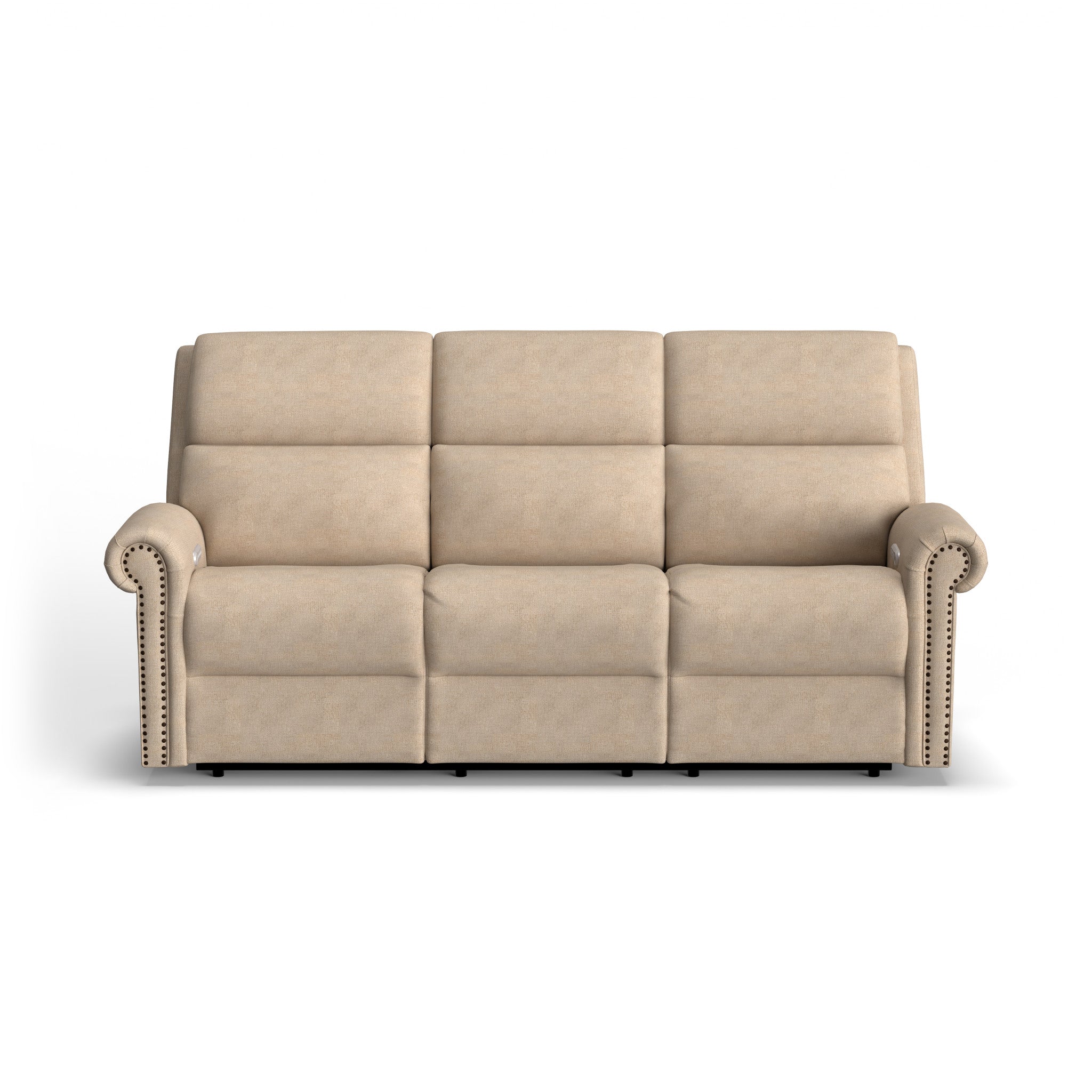 Bernard Fabric Power Reclining Sofa with Console, Power Headrest, & Lumbar