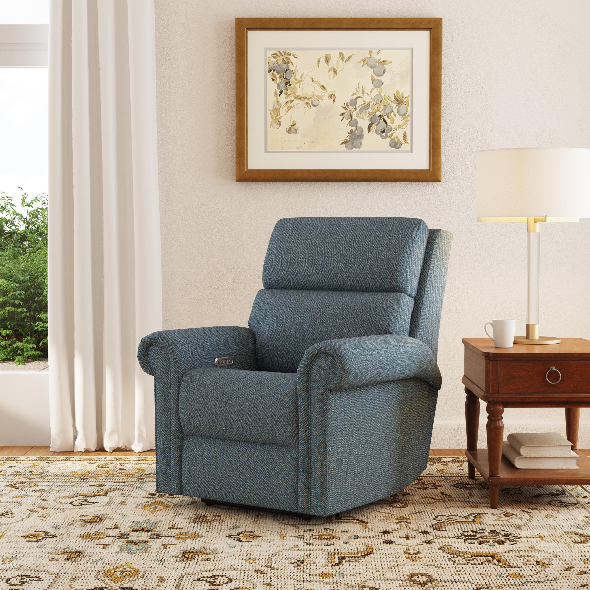 Bernard Fabric Power Recliner with Power Headrest & Lumbar