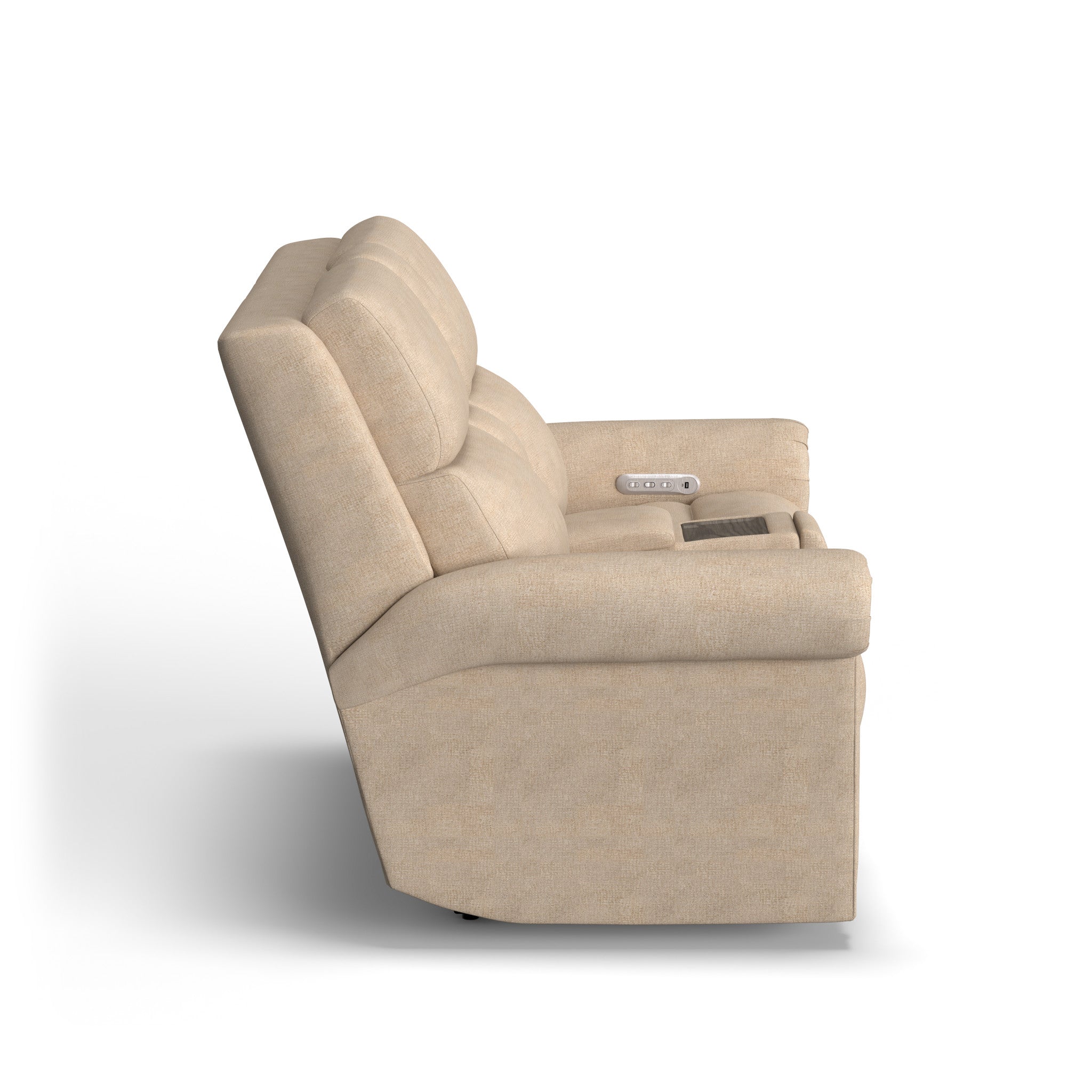 Bernard Fabric Power Reclining Loveseat with Console, Power Headrest, & Lumbar