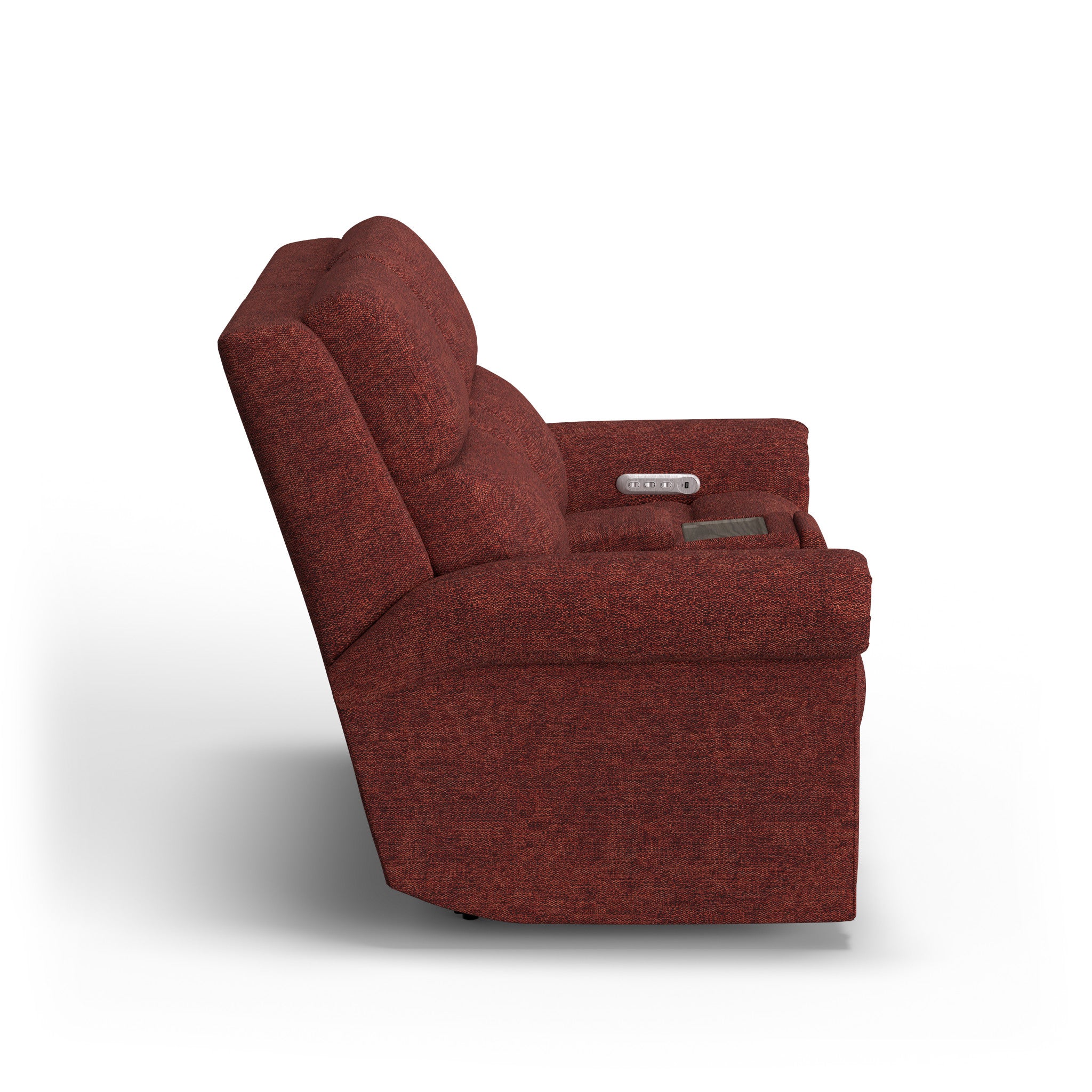 Bernard Fabric Power Reclining Loveseat with Console, Power Headrest, & Lumbar
