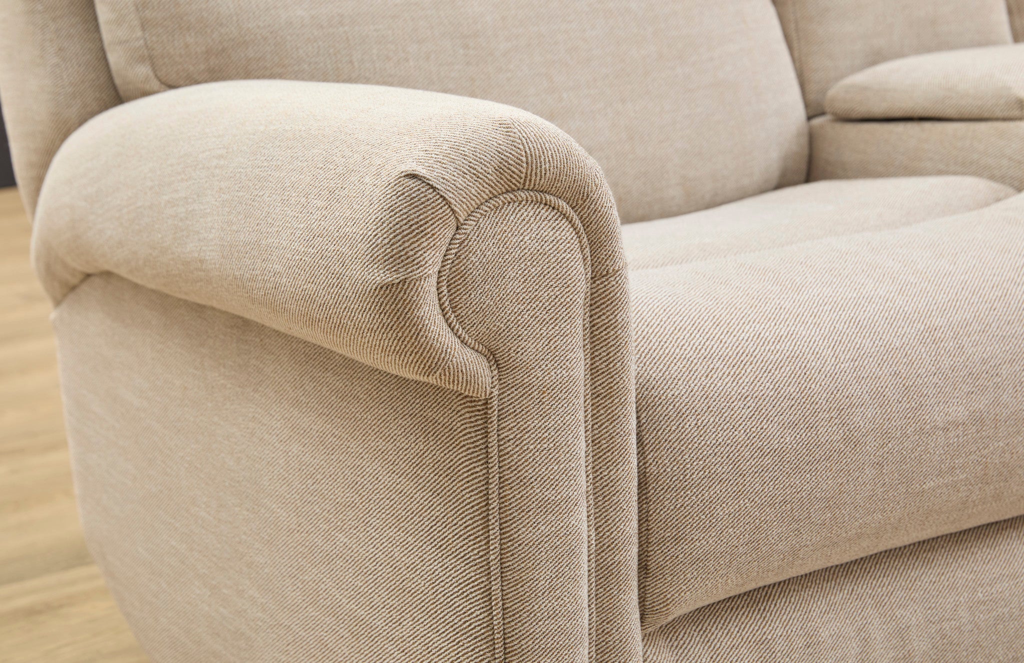 Bernard Fabric Power Reclining Loveseat with Console, Power Headrest, & Lumbar