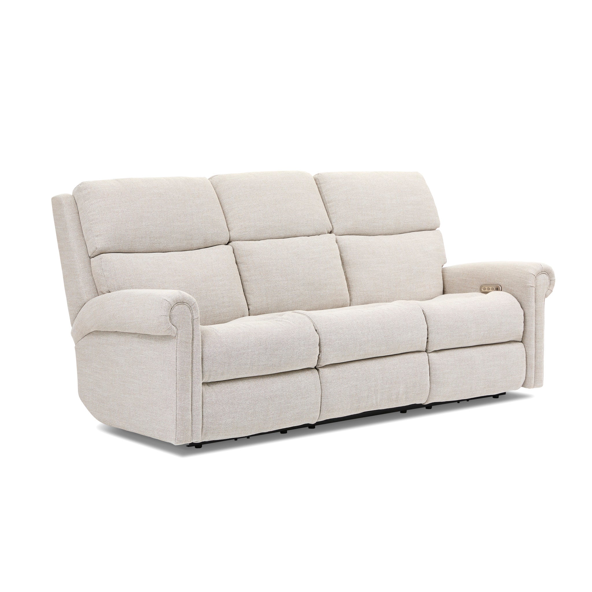 Bernard Fabric Power Reclining Sofa with Console, Power Headrest, & Lumbar