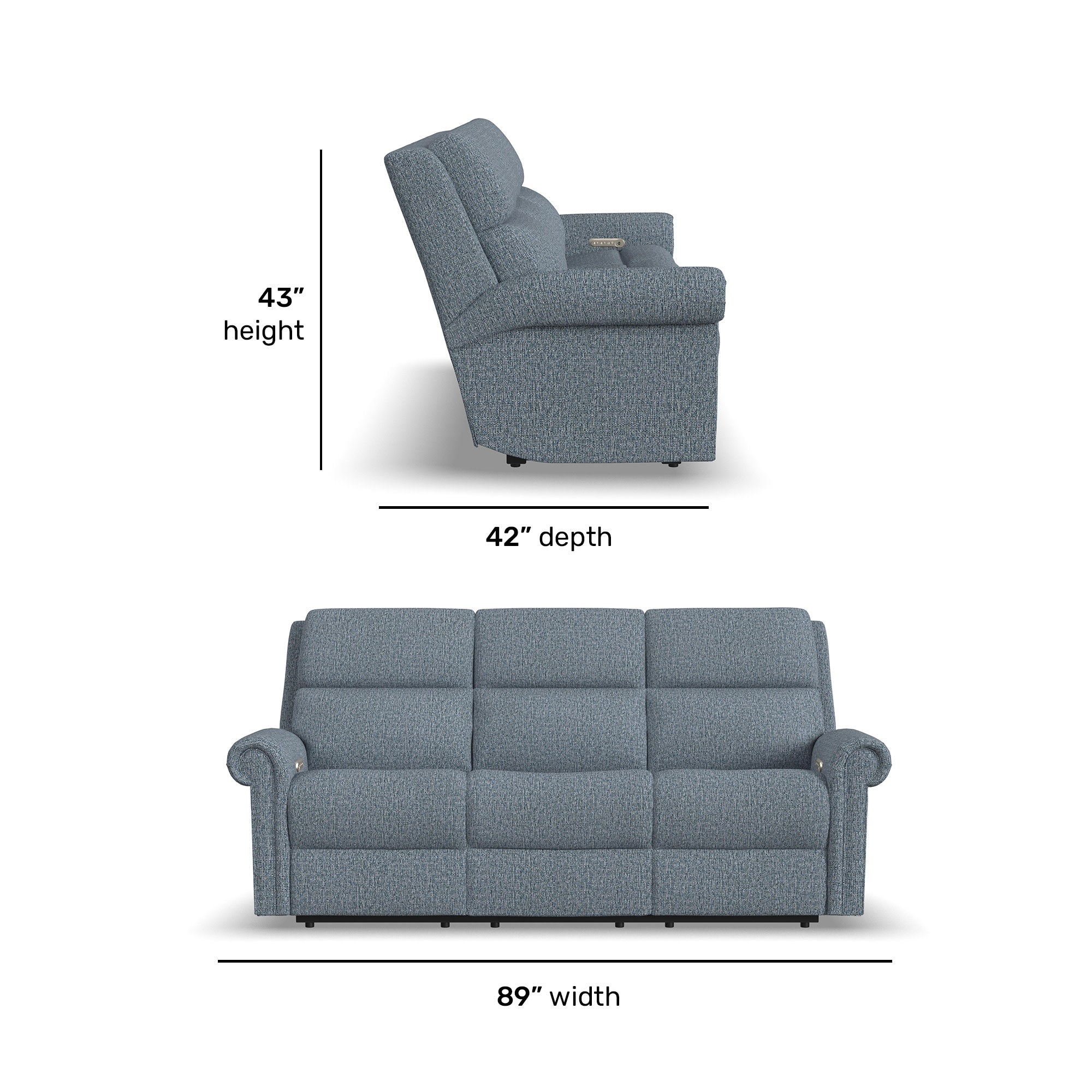 Bernard Fabric Power Reclining Sofa with Console, Power Headrest, & Lumbar