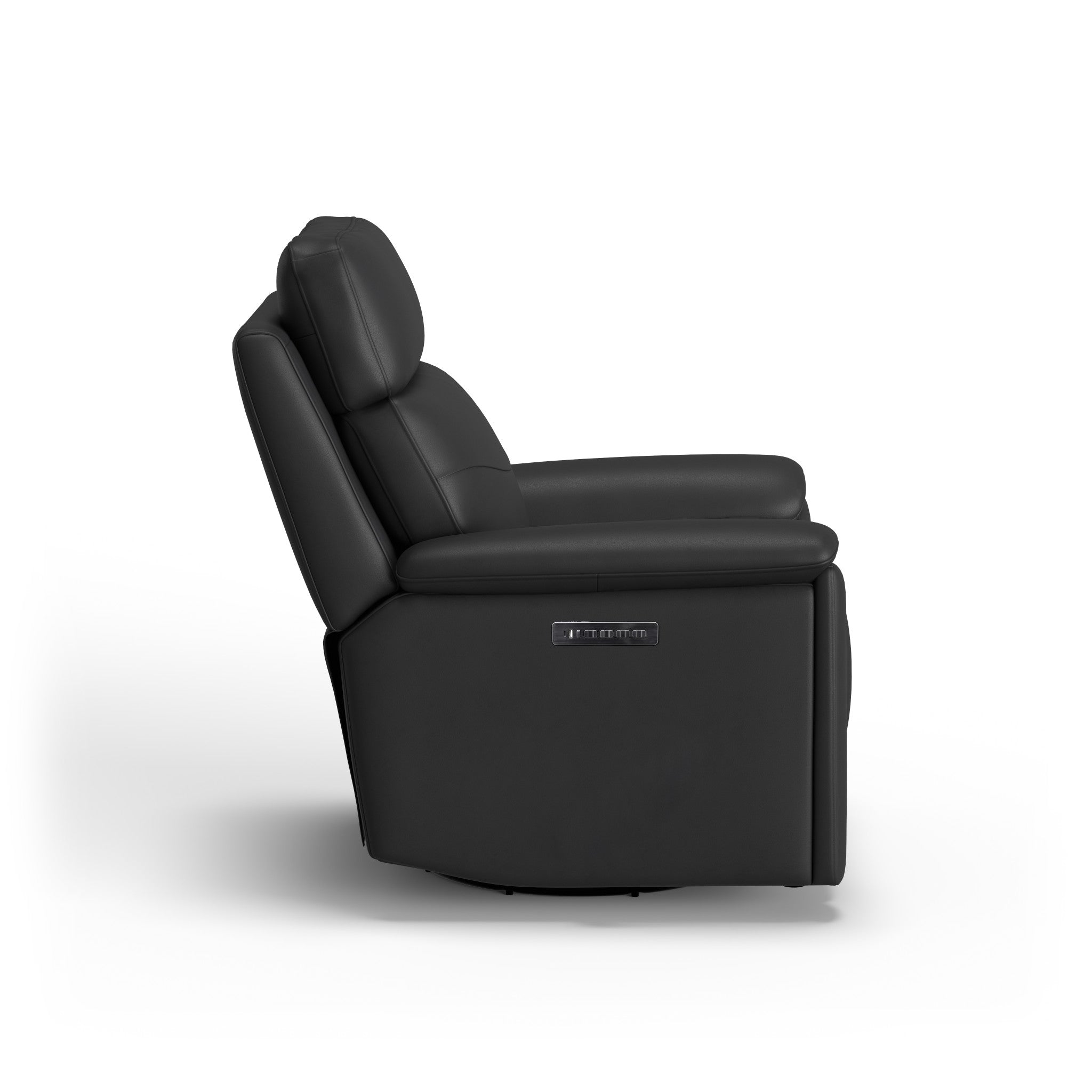Refined Leather Power Swivel Gliding Recliner with Power Headrest & Lumbar