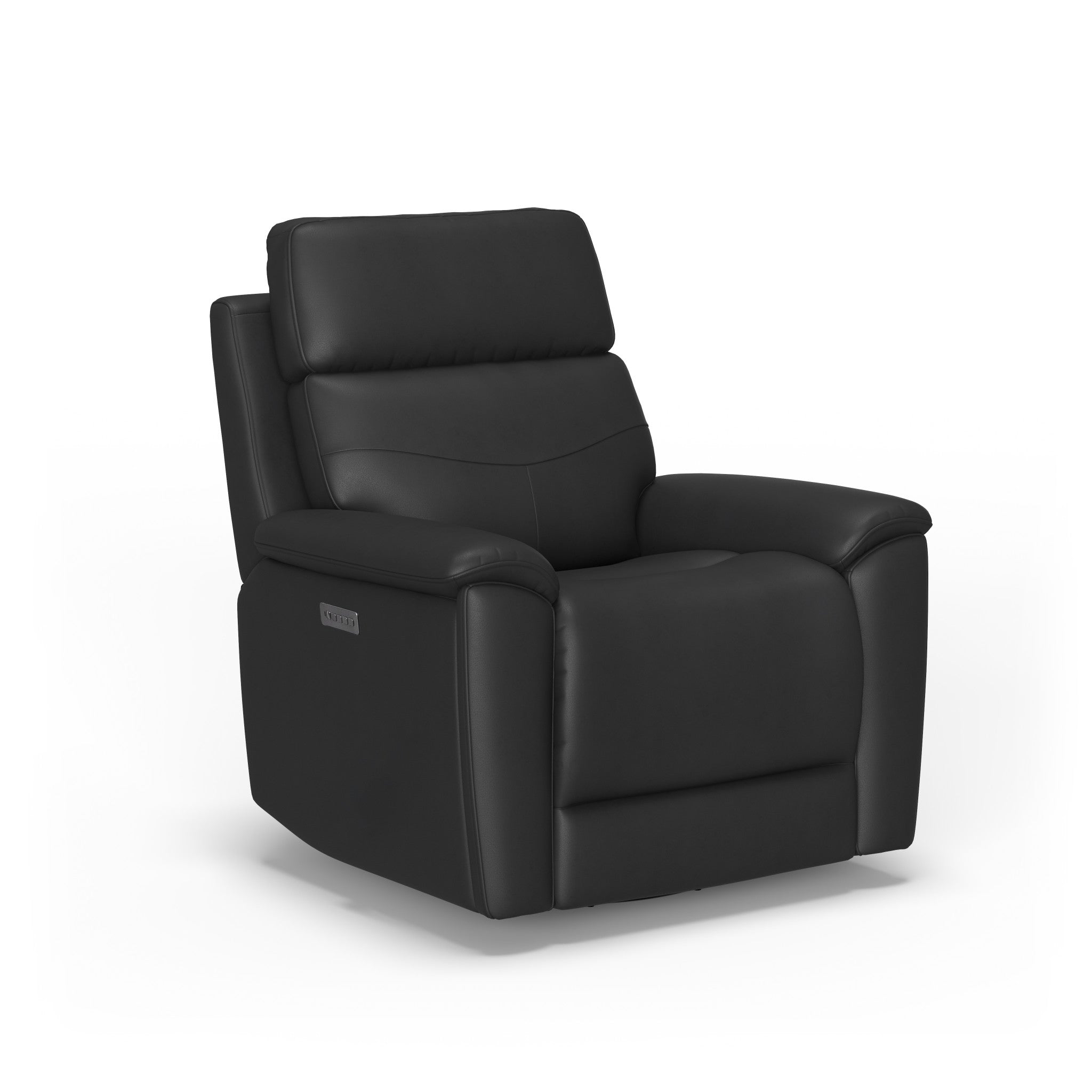 Refined Leather Power Swivel Gliding Recliner with Power Headrest & Lumbar
