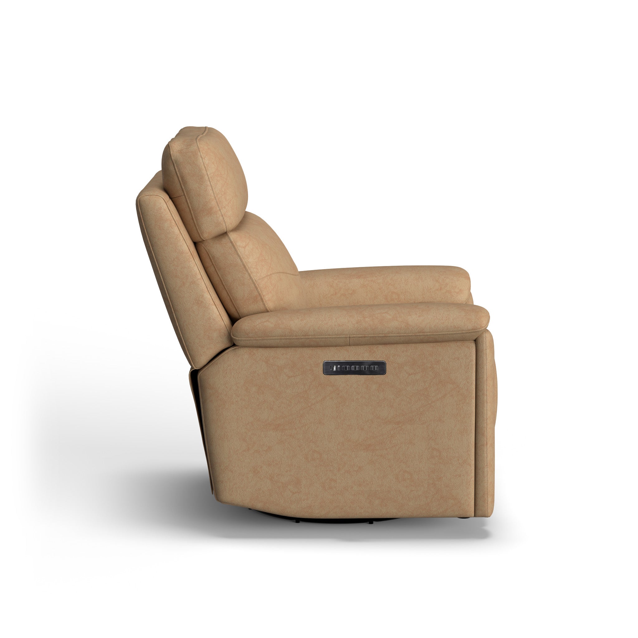 Refined Leather Power Swivel Gliding Recliner with Power Headrest & Lumbar