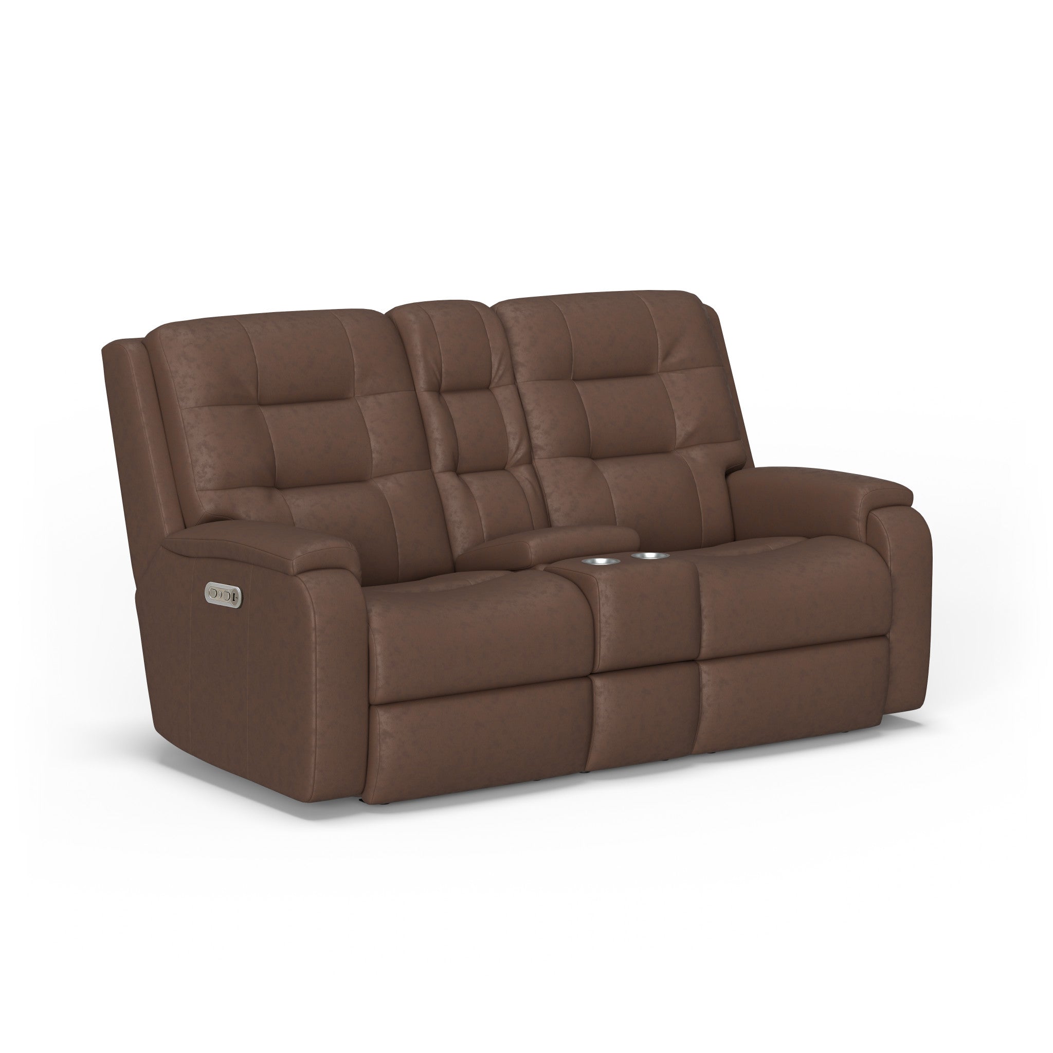 Arlo Leather Power Reclining Loveseat with Console & Power Headrests