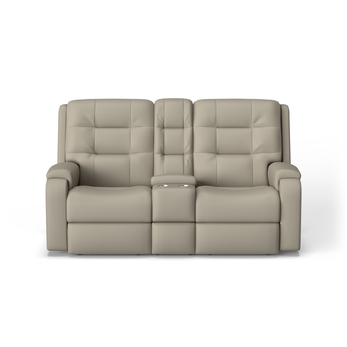 Arlo Leather Power Reclining Loveseat with Console & Power Headrests