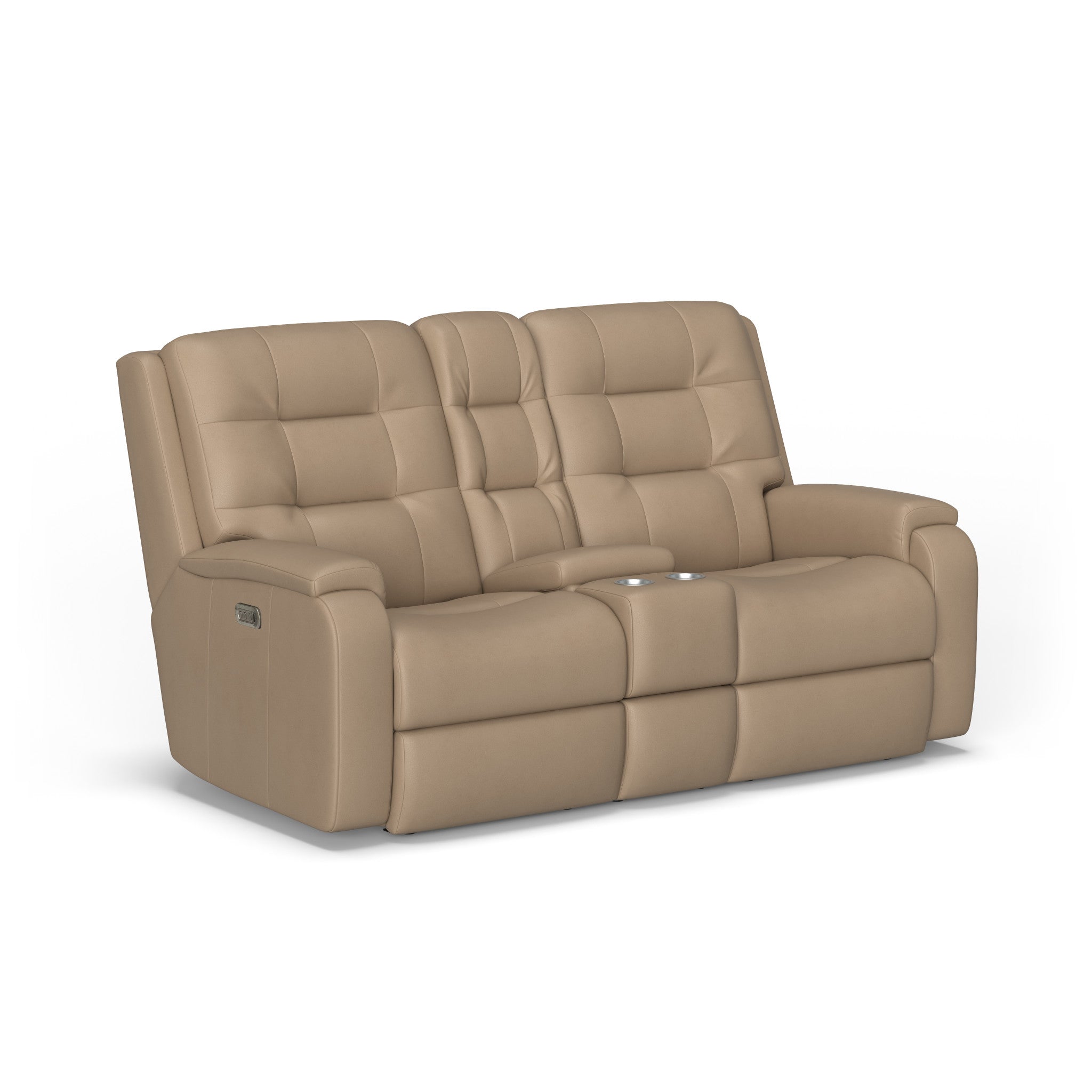 Arlo Leather Power Reclining Loveseat with Console & Power Headrests & Lumbar