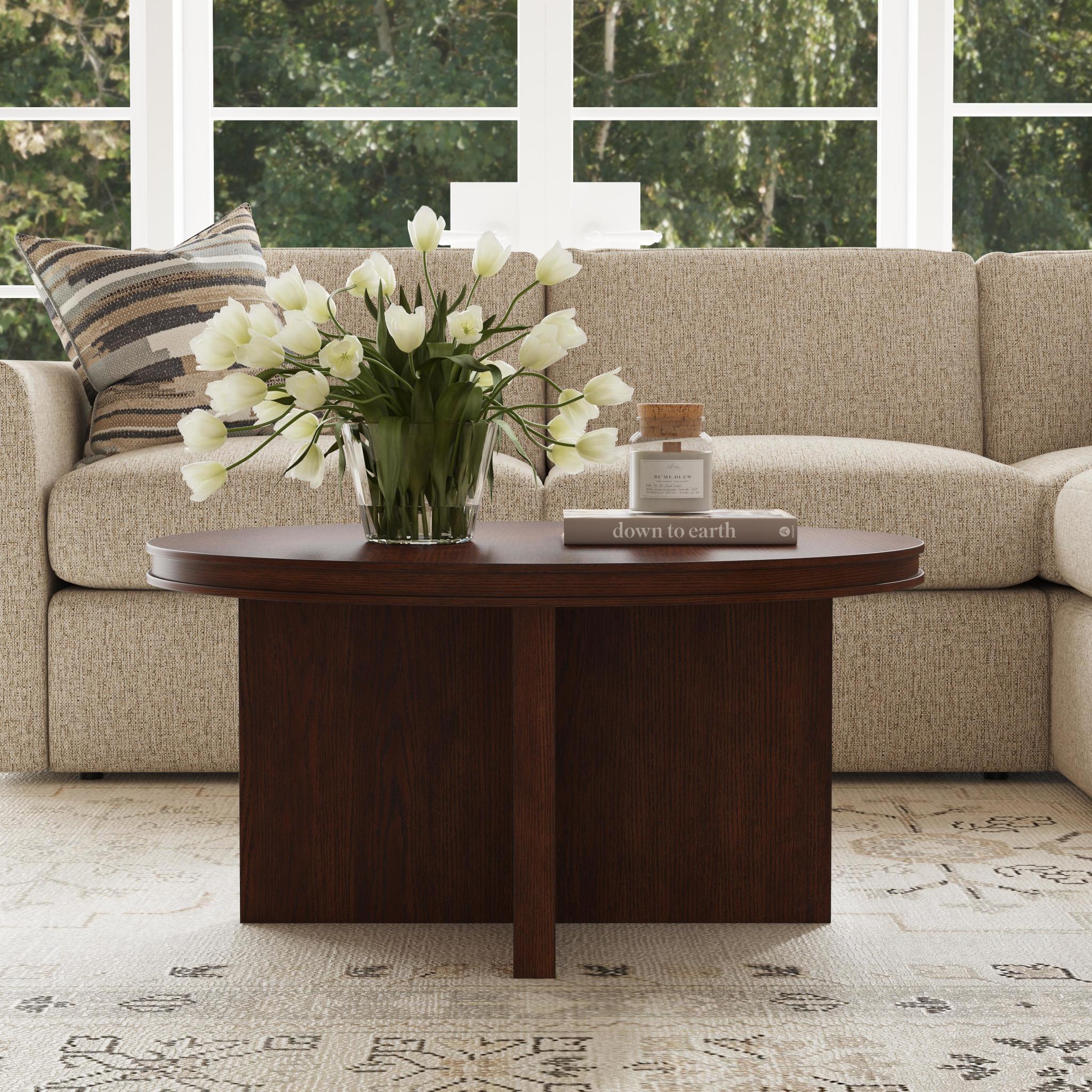Waterfall Brown Round Coffee Table