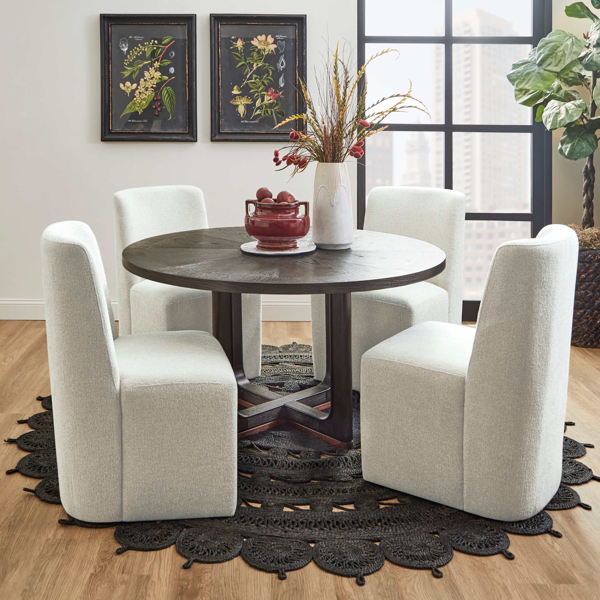 Waterfall Black Round Dining Table