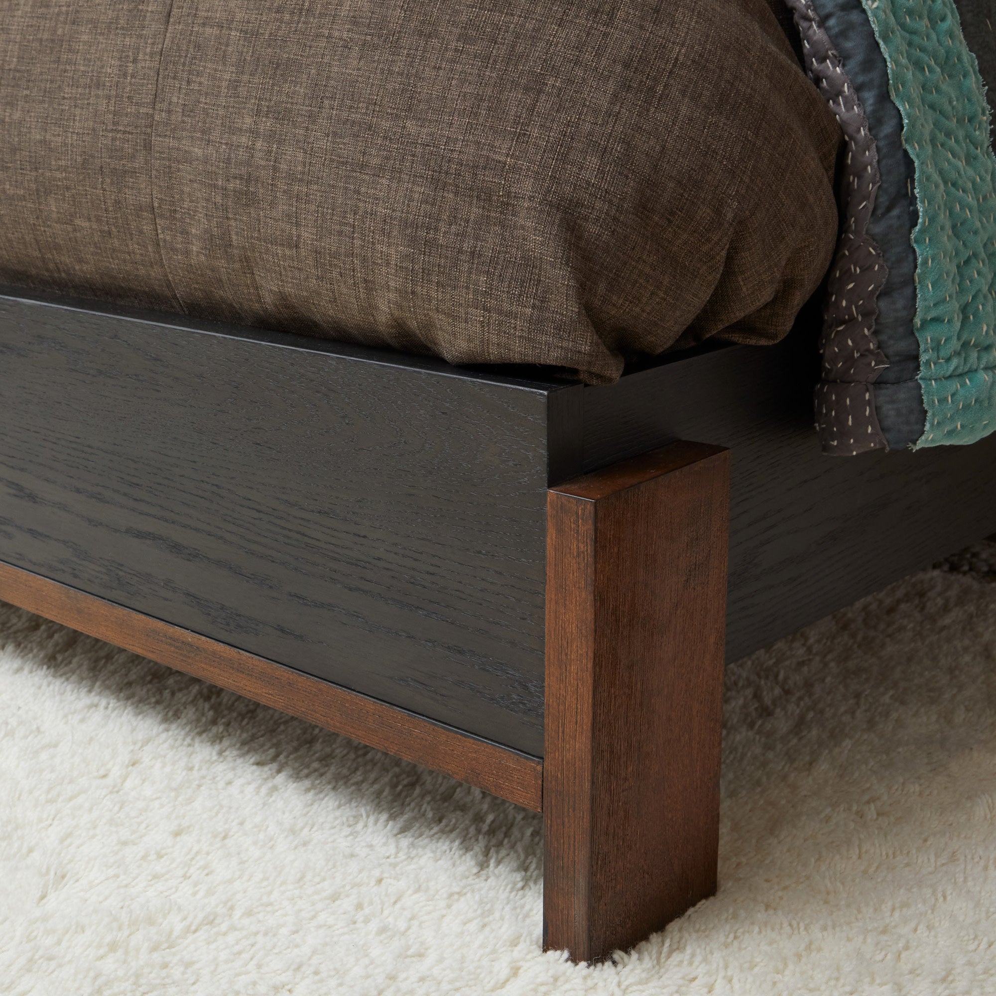 Waterfall Black Queen Upholstered Bed
