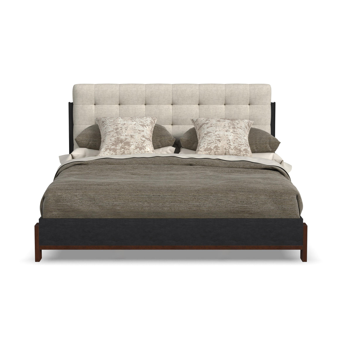 Waterfall Black Queen Upholstered Bed