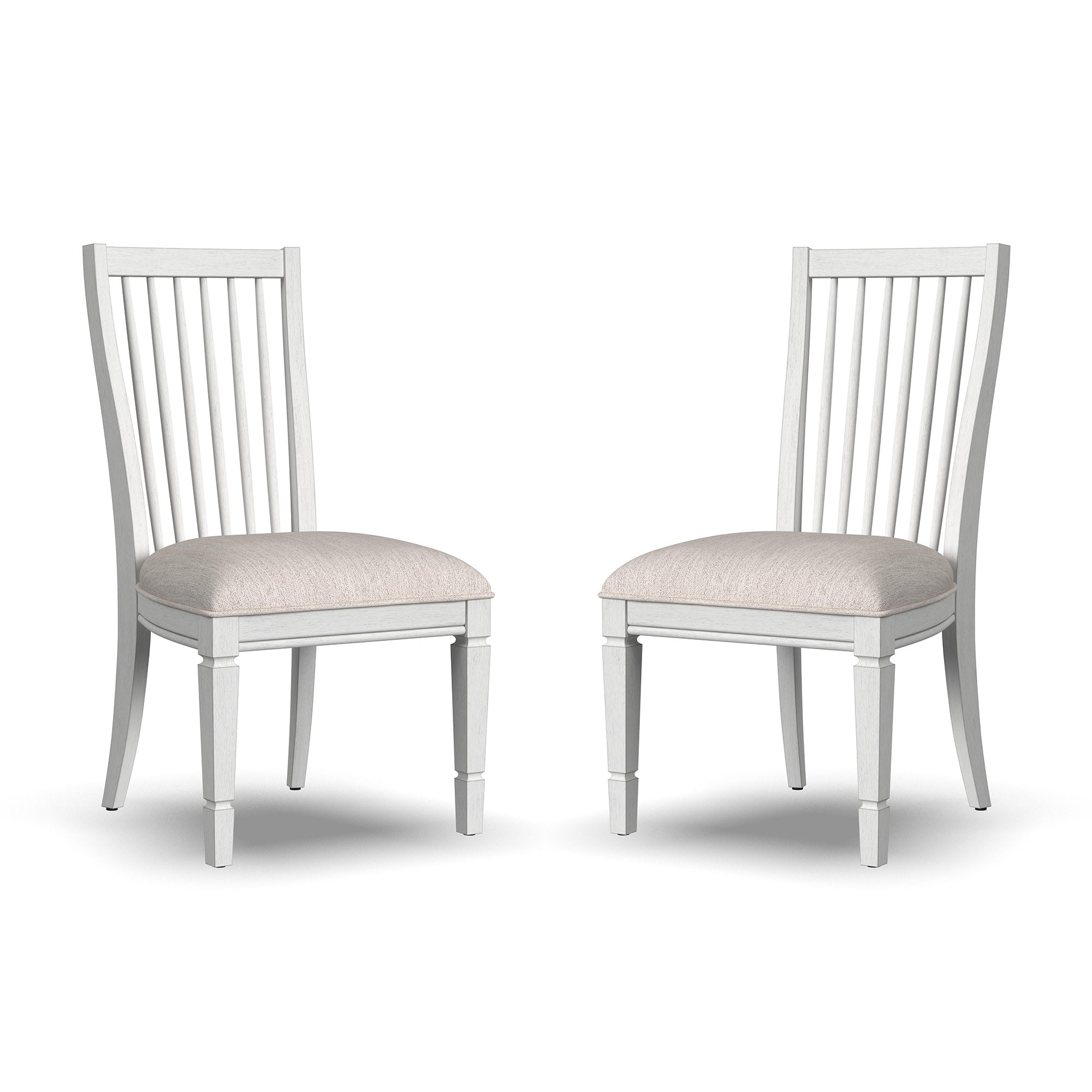 Melody White Fabric Pair of Upholstered Dining Chairs