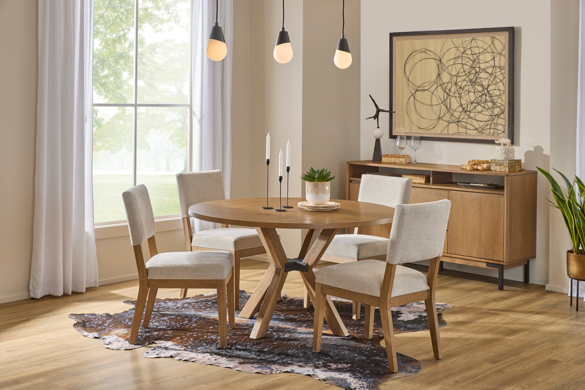 Millwork Brown Round Dining Table