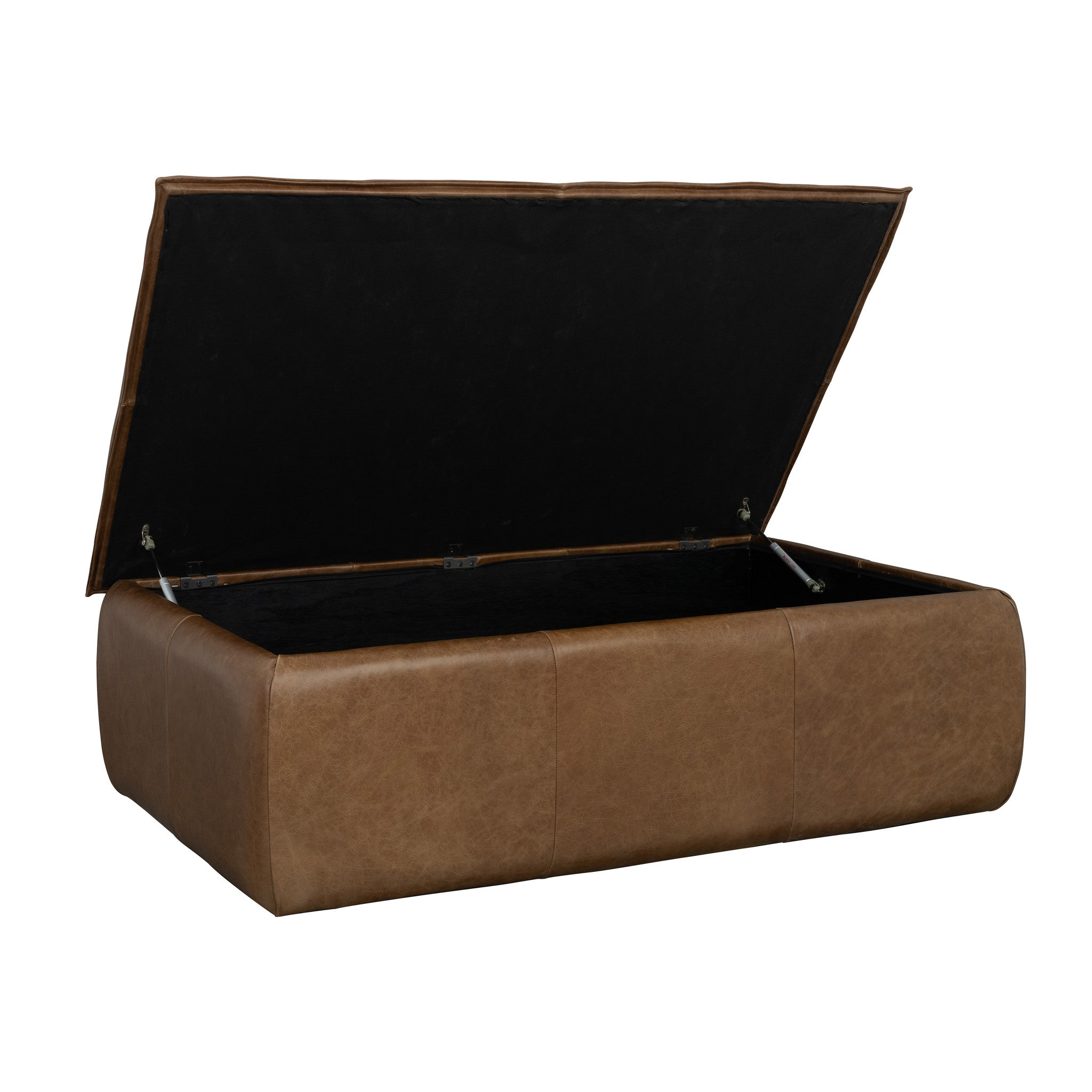 Crawford Chestnut Leather Rectangular Storage Ottoman