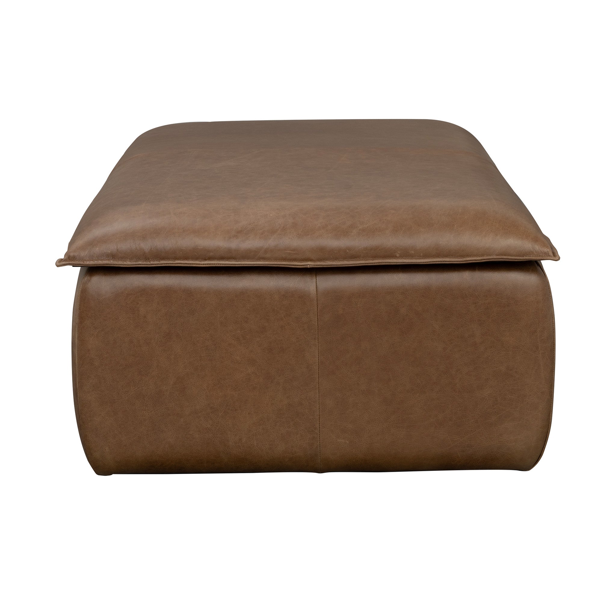 Crawford Chestnut Leather Rectangular Storage Ottoman