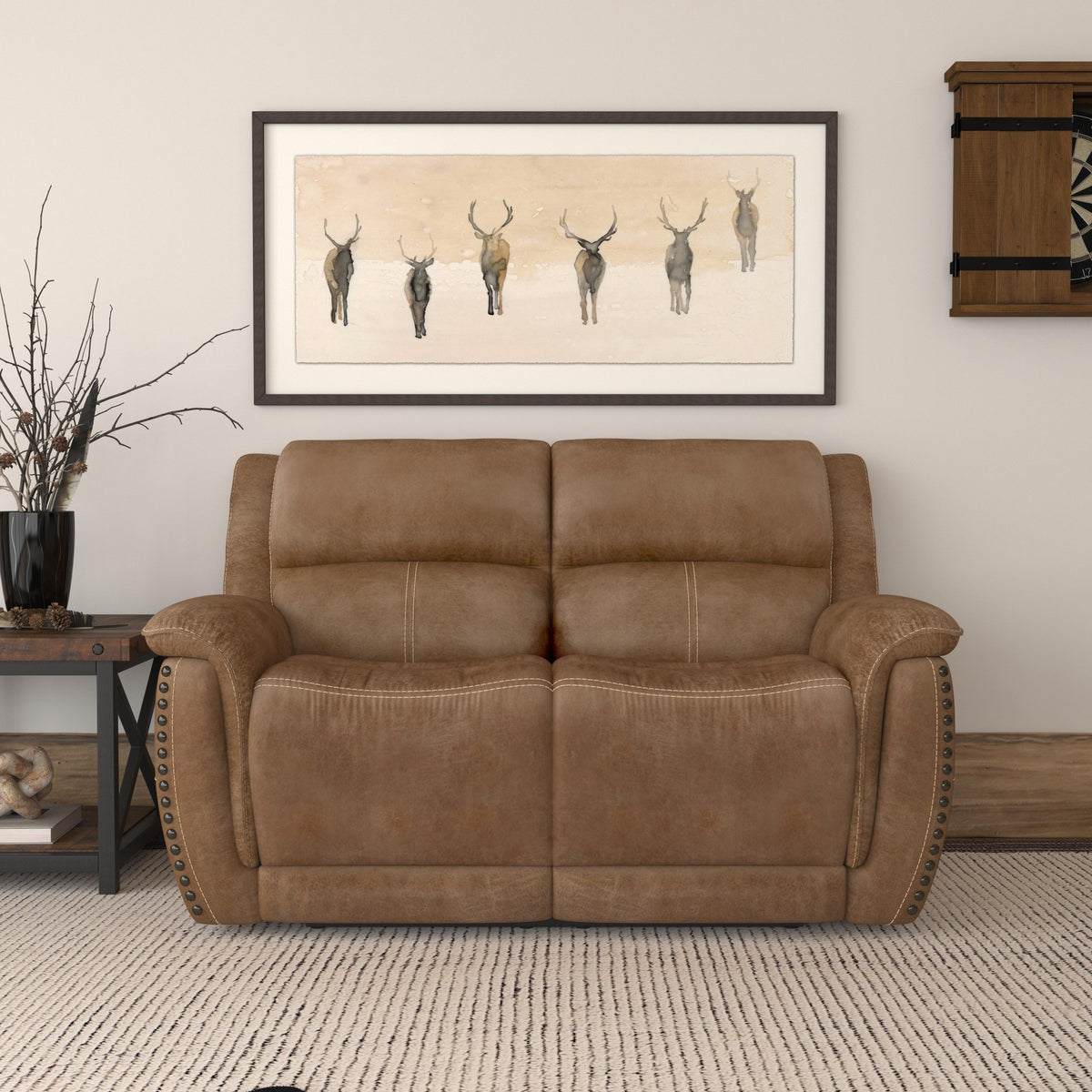 Beau Fabric Power Reclining Loveseat with Power Headrests