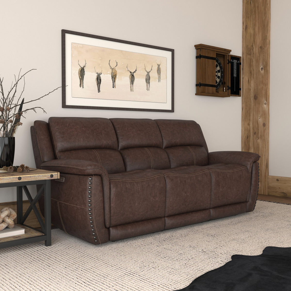 Beau Fabric Power Reclining Sofa with Power Headrests