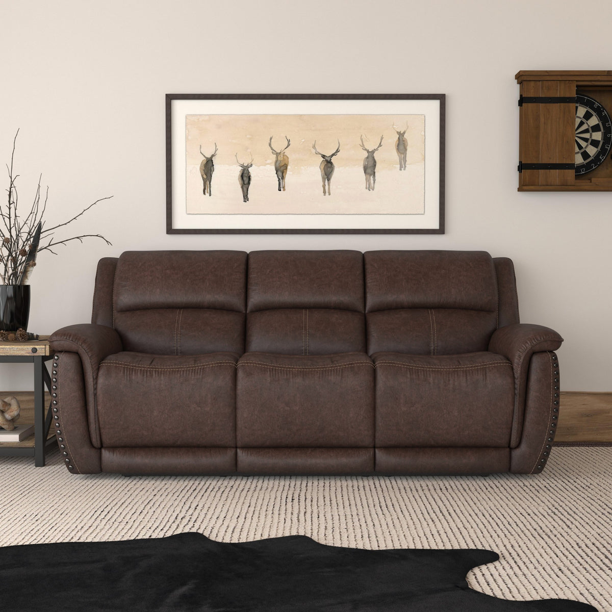 Beau Fabric Power Reclining Sofa with Power Headrests