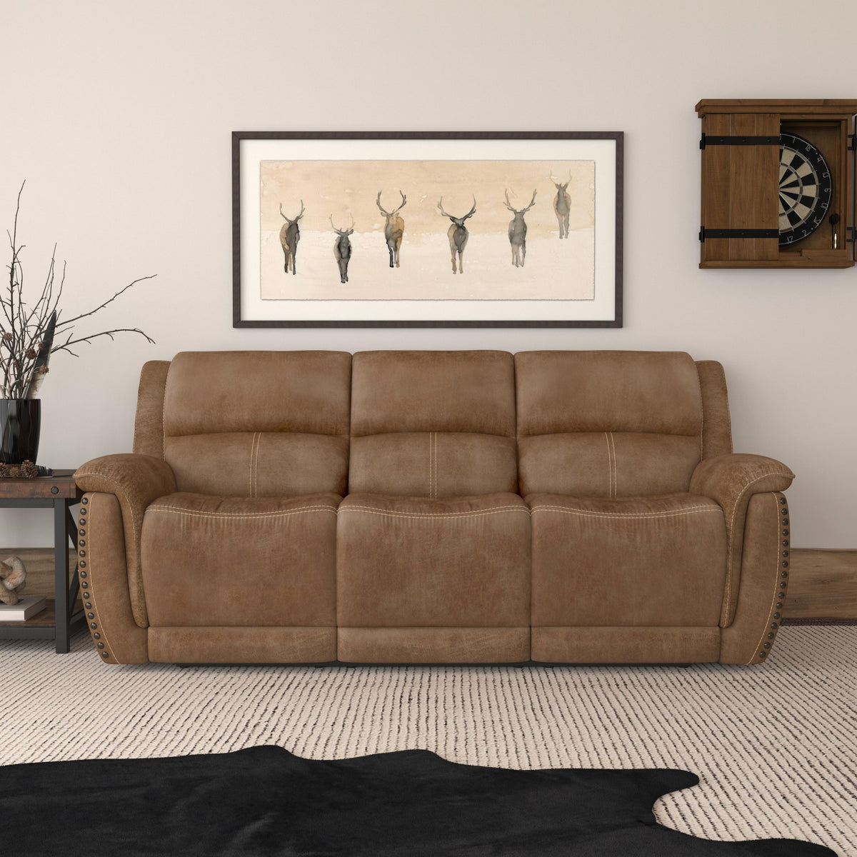 Beau Fabric Power Reclining Sofa with Power Headrests