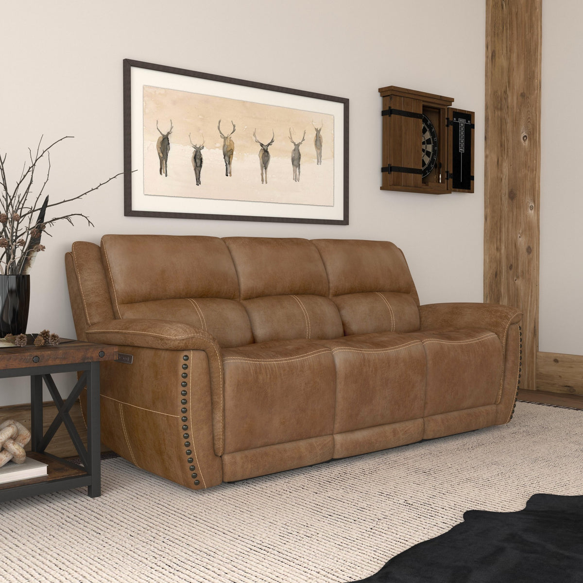 Beau Fabric Power Reclining Sofa with Power Headrests