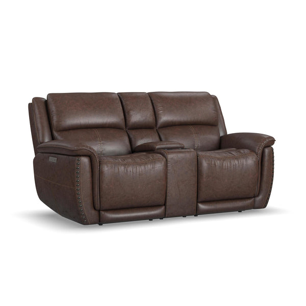 Beau Fabric Power Reclining Loveseat with Console & Power Headrests