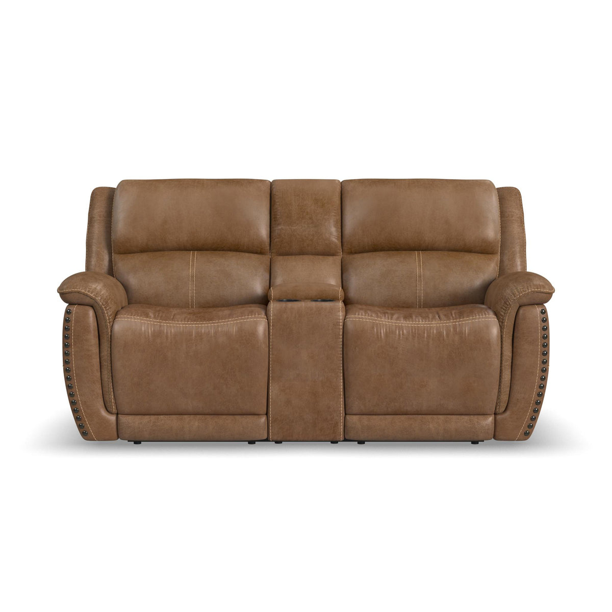 Beau Fabric Power Reclining Loveseat with Console & Power Headrests