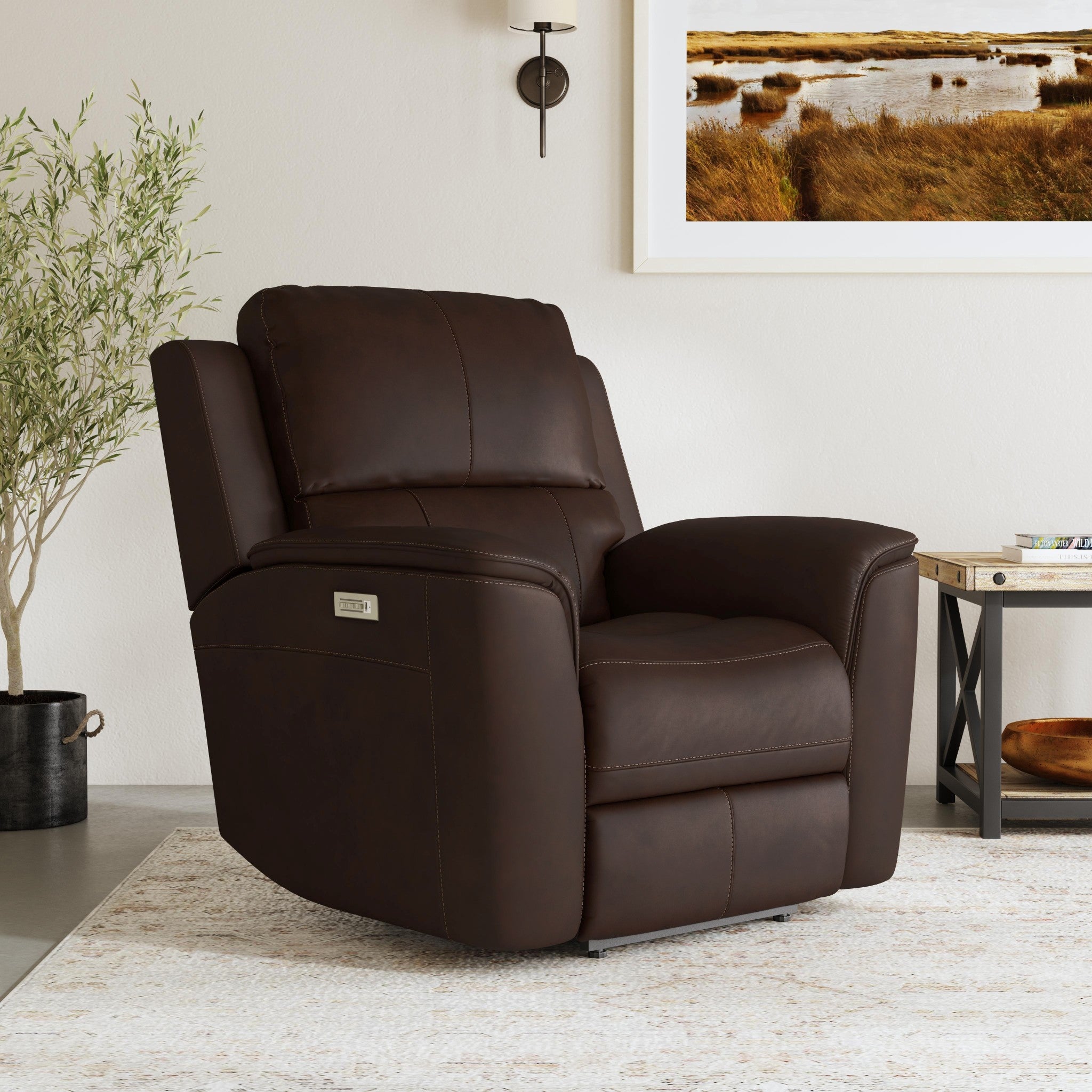 Henry Leather Power Recliner with Power Headrest & Lumbar