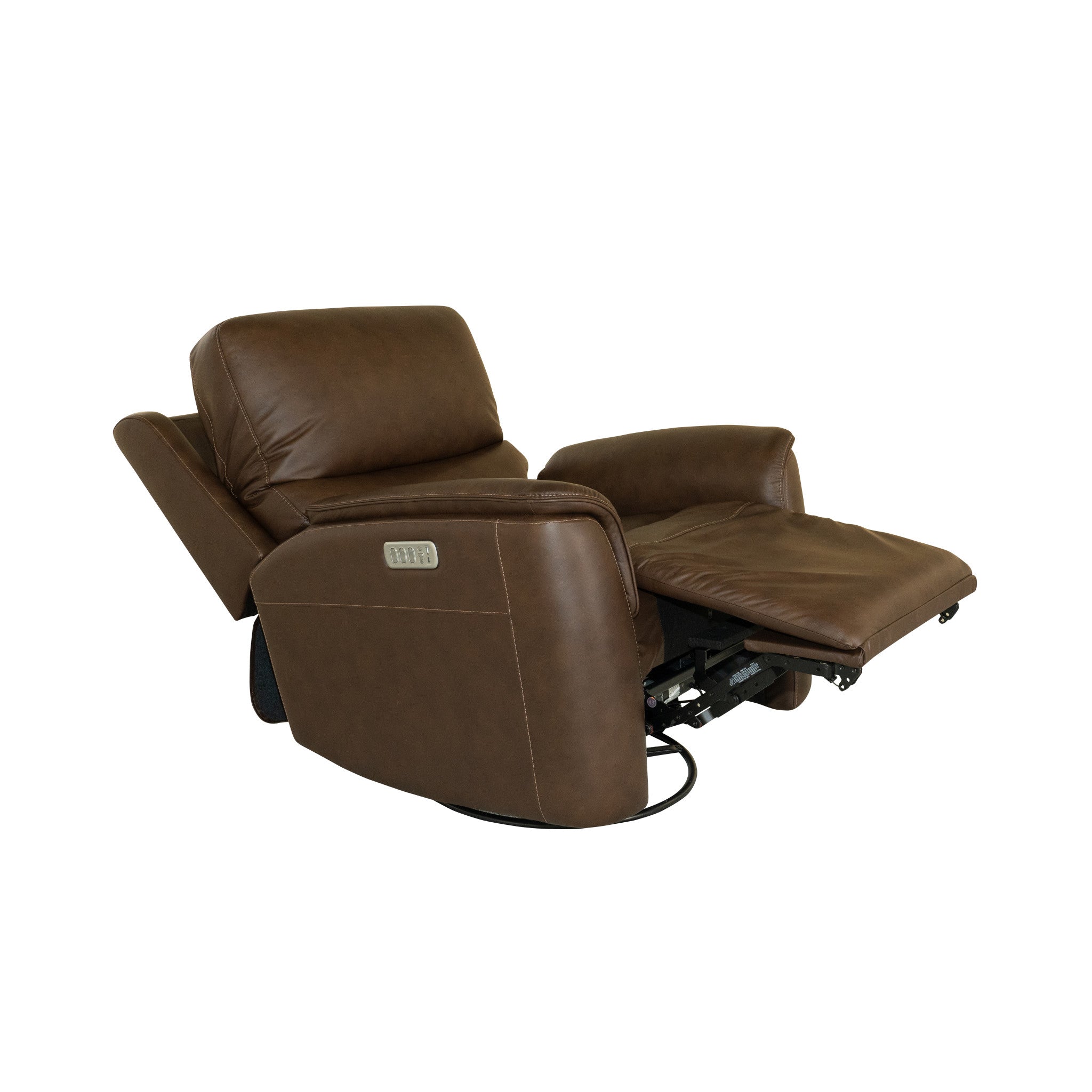 Henry Leather Power Swivel Gliding Recliner with Power Headrest, Lumbar, Heat & Massage