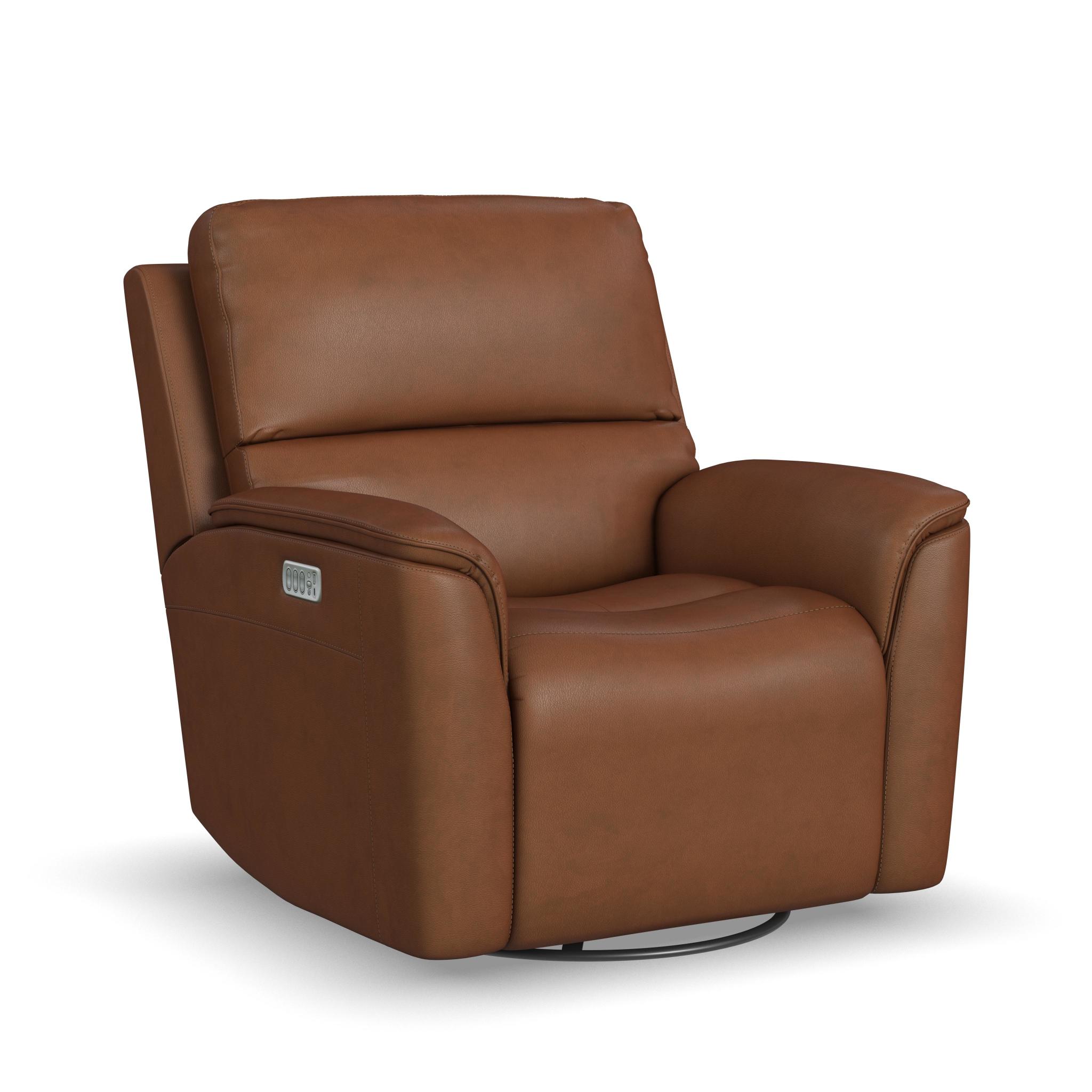Henry Leather Power Swivel Gliding Recliner with Power Headrest, Lumbar, Heat & Massage