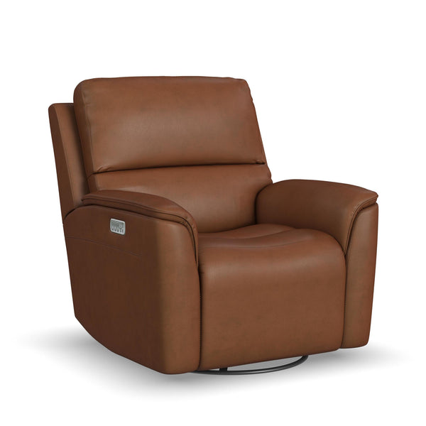 Henry Leather Power Swivel Gliding Recliner with Power Headrest, Lumbar, Heat & Massage