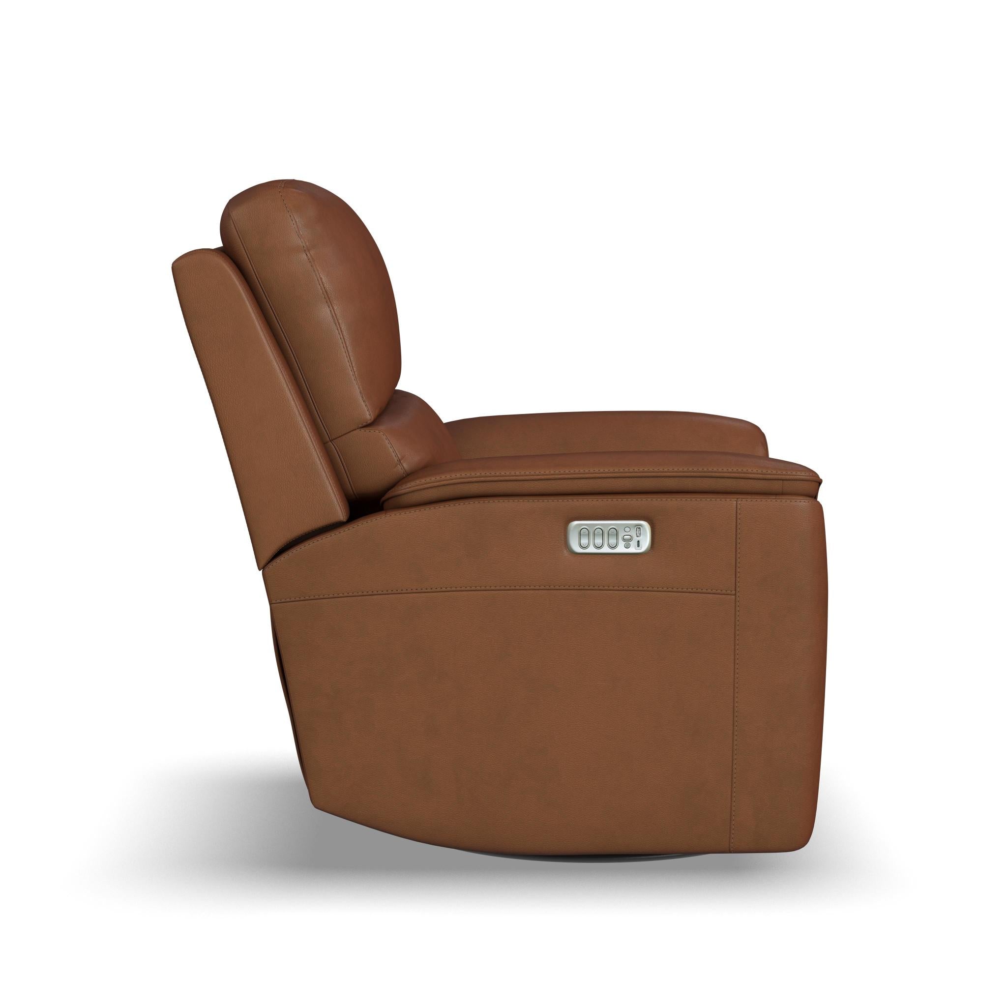 Henry Leather Power Swivel Gliding Recliner with Power Headrest, Lumbar, Heat & Massage