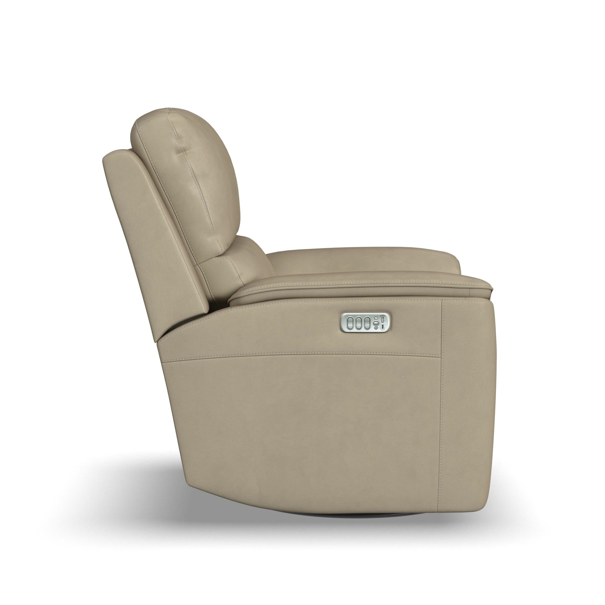 Henry Leather Power Swivel Gliding Recliner with Power Headrest, Lumbar, Heat & Massage
