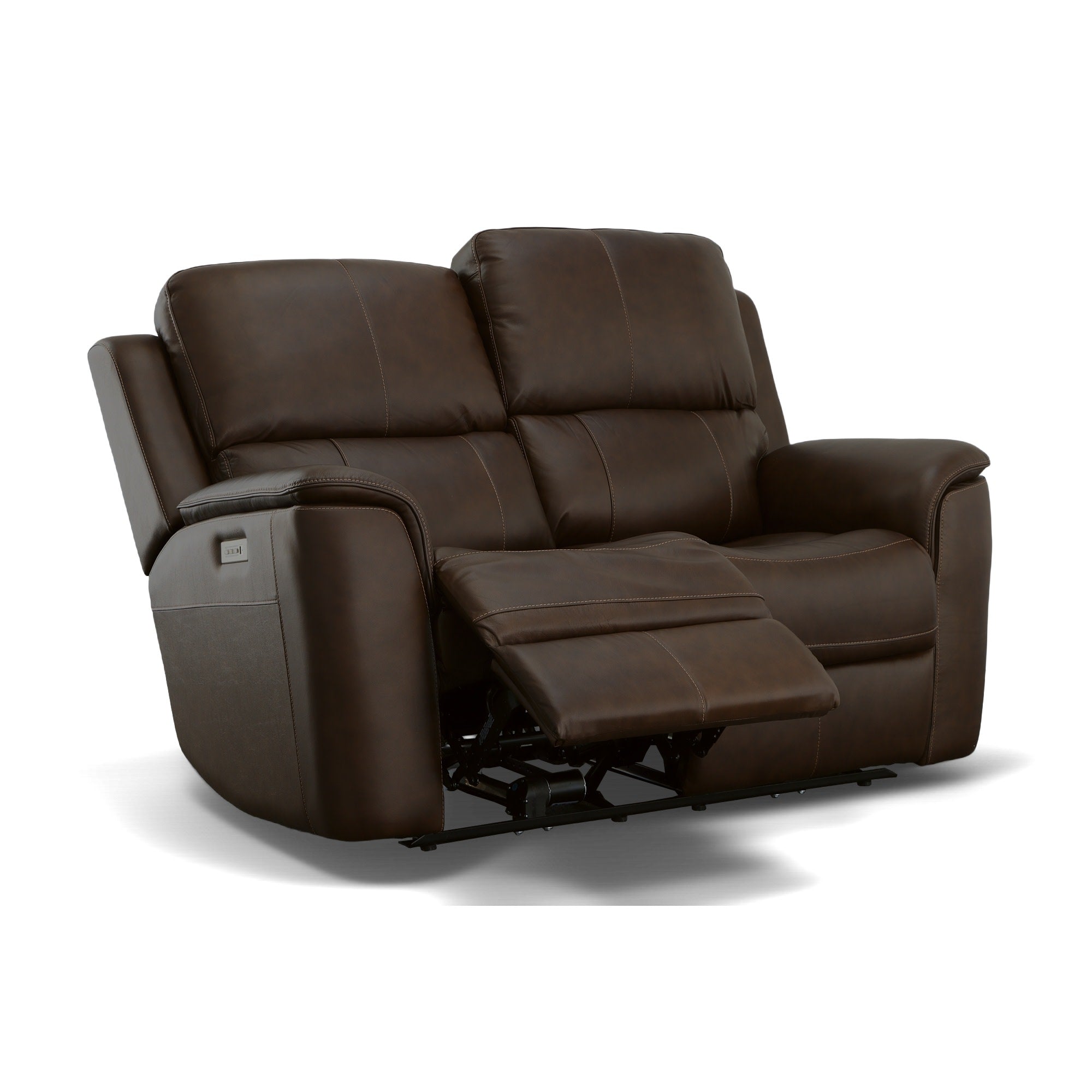 Henry Leather Power Reclining Loveseat with Power Headrests & Lumbar