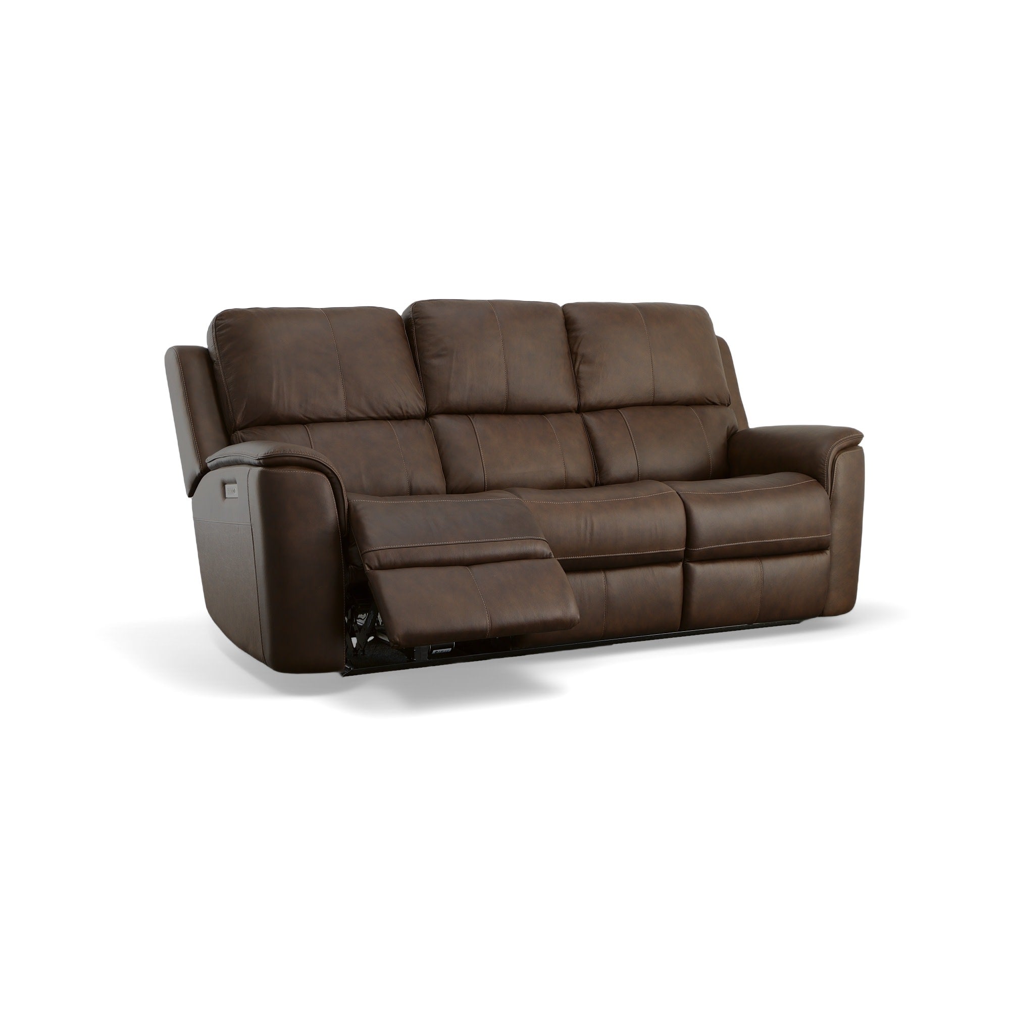 Henry Burnt Umber Leather Power Reclining Sofa with Power
