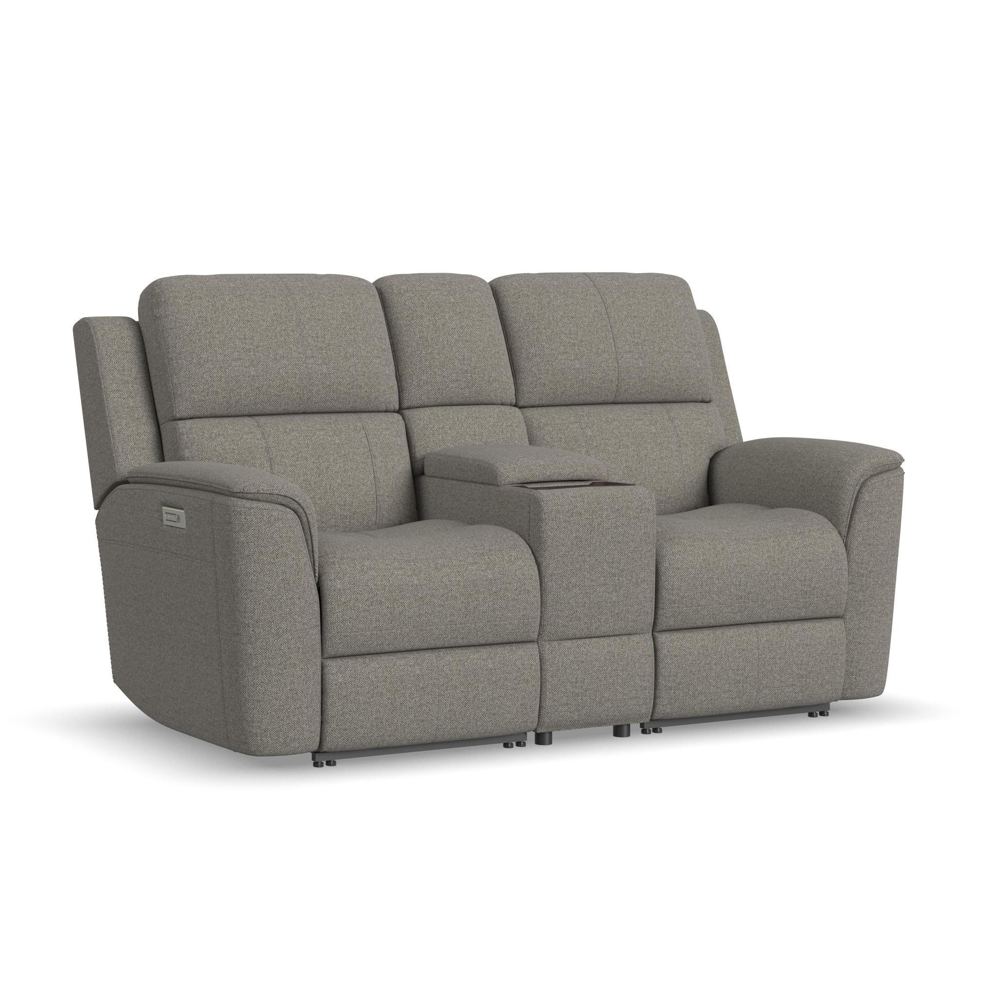 Henry Fabric Power Reclining Loveseat with Console & Power Headrests & Lumbar