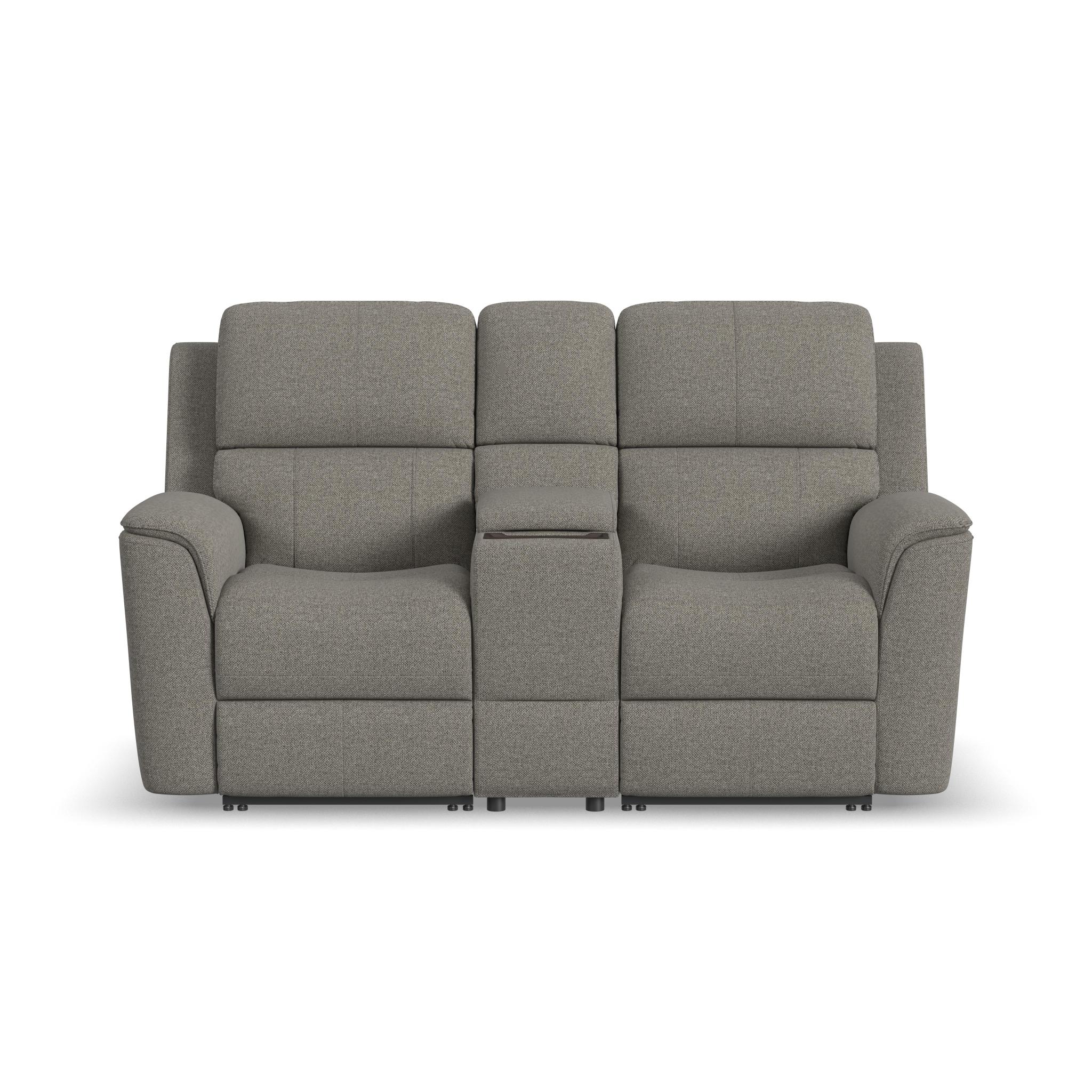 Henry Fabric Power Reclining Loveseat with Console & Power Headrests & Lumbar